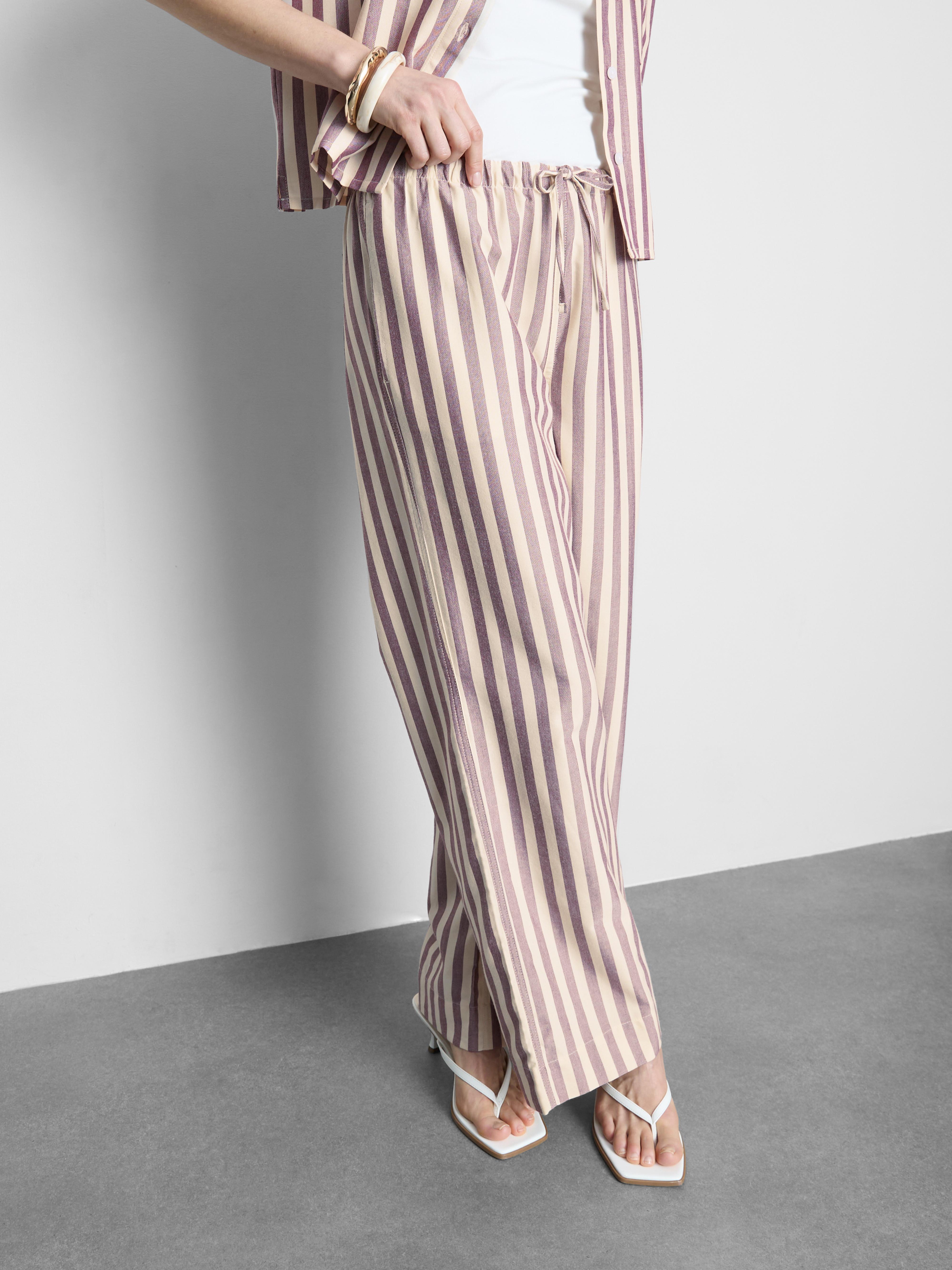 Pantalon à cordon de serrage et rayures Oxford