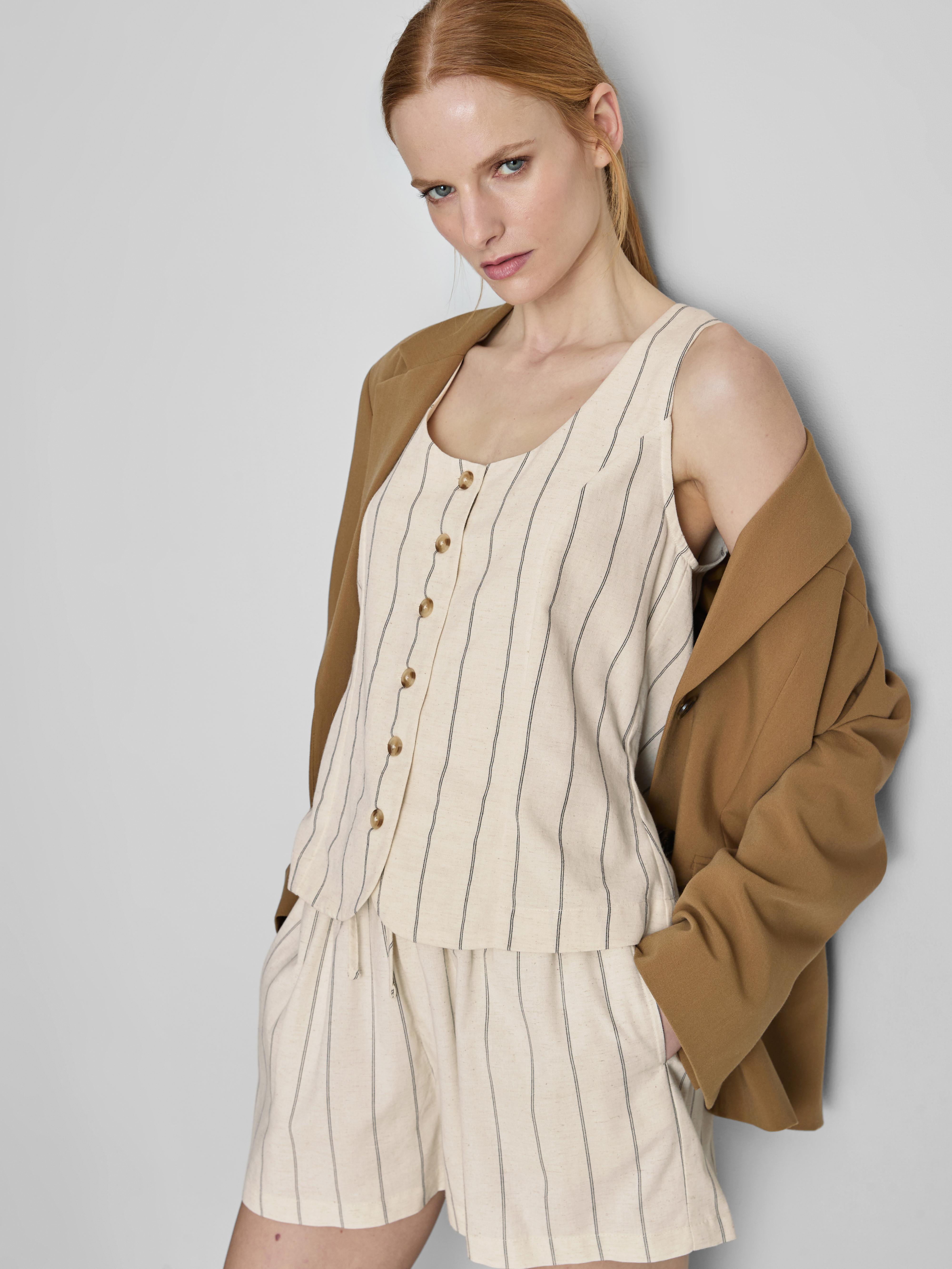 Cotton-Blend Button-Up Vest