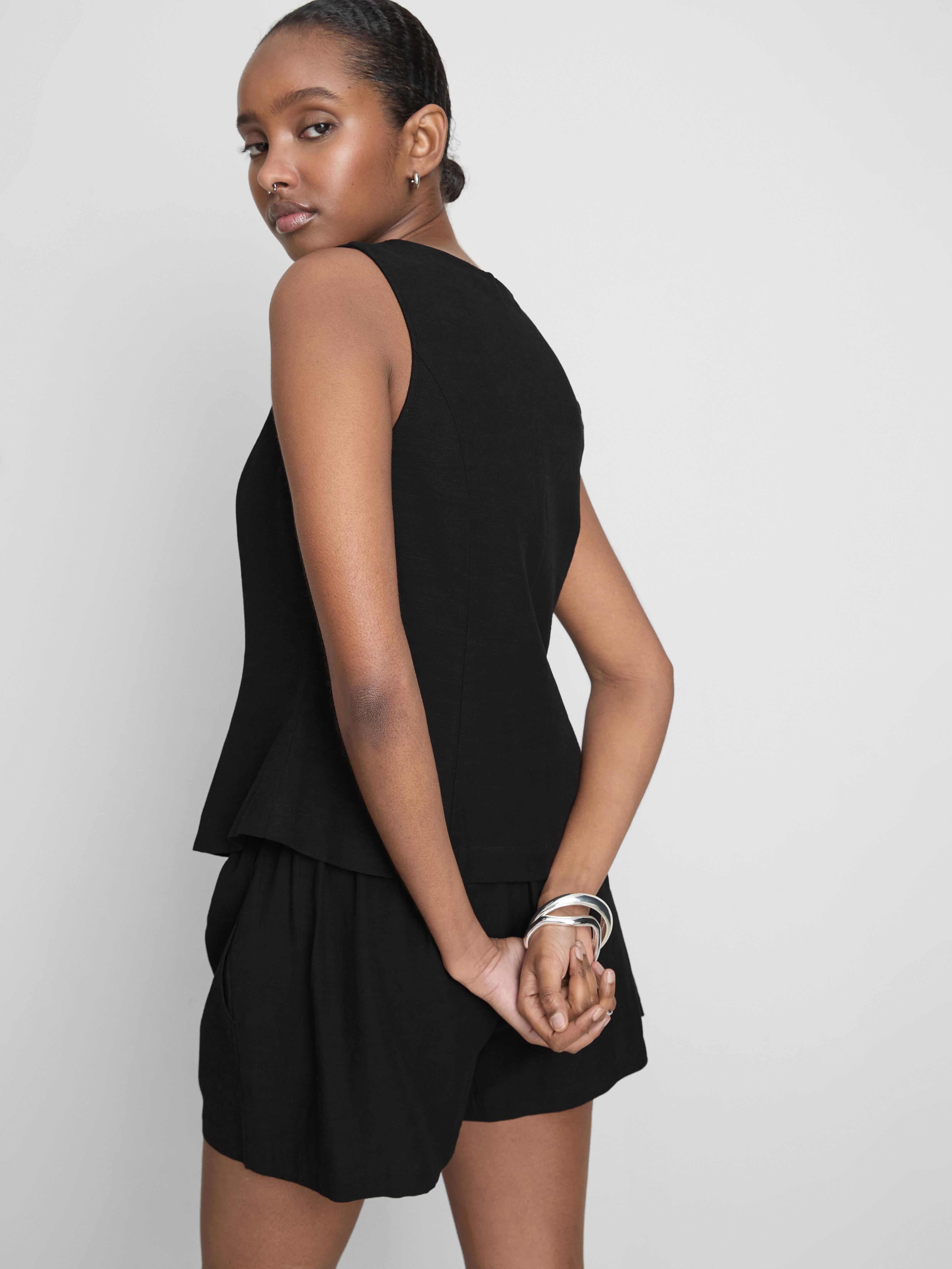 Cotton-Blend Button-Up Vest