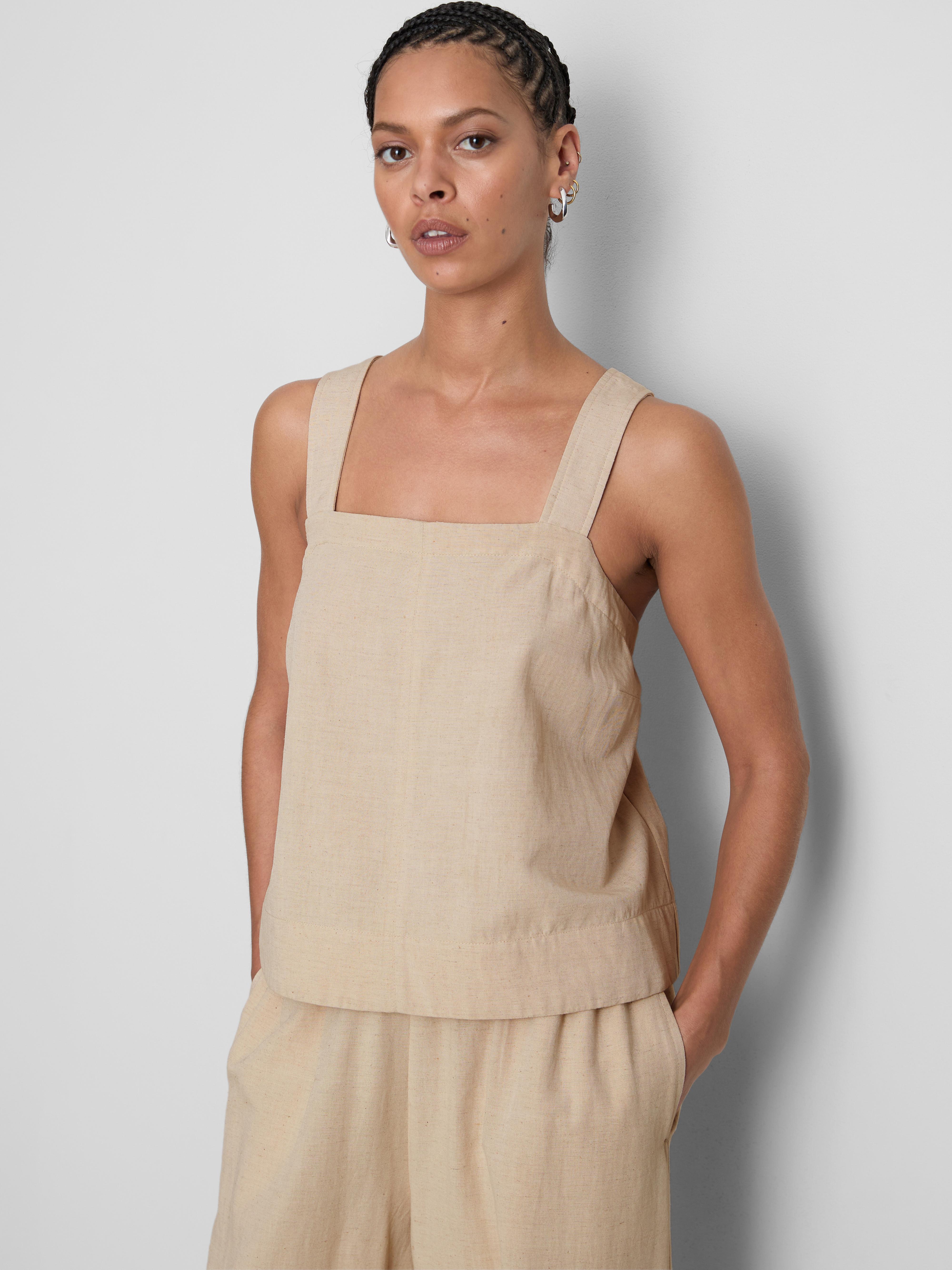 Cotton Blend Cropped Pinafore Top
