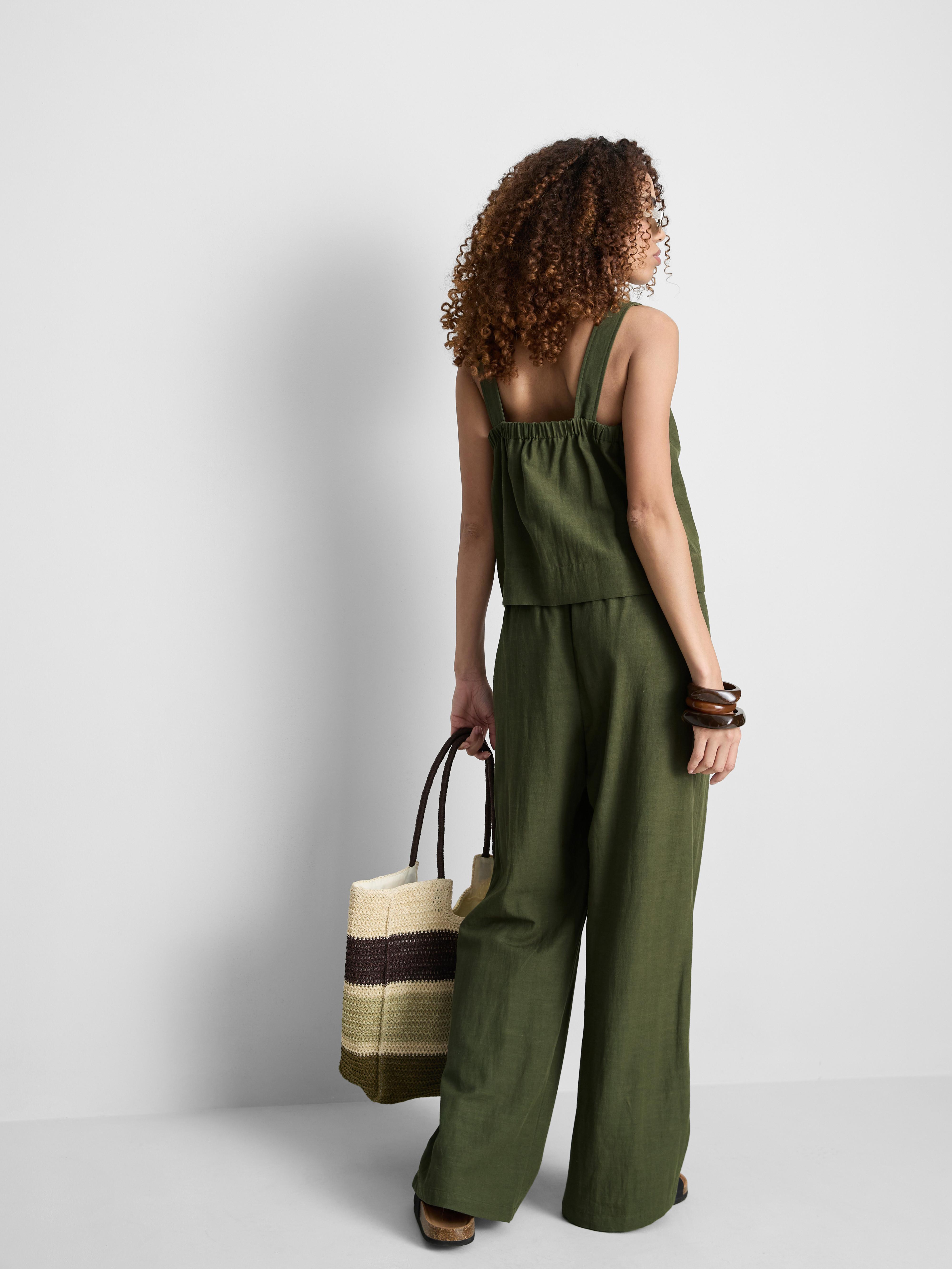 Cotton Blend Cropped Pinafore Top