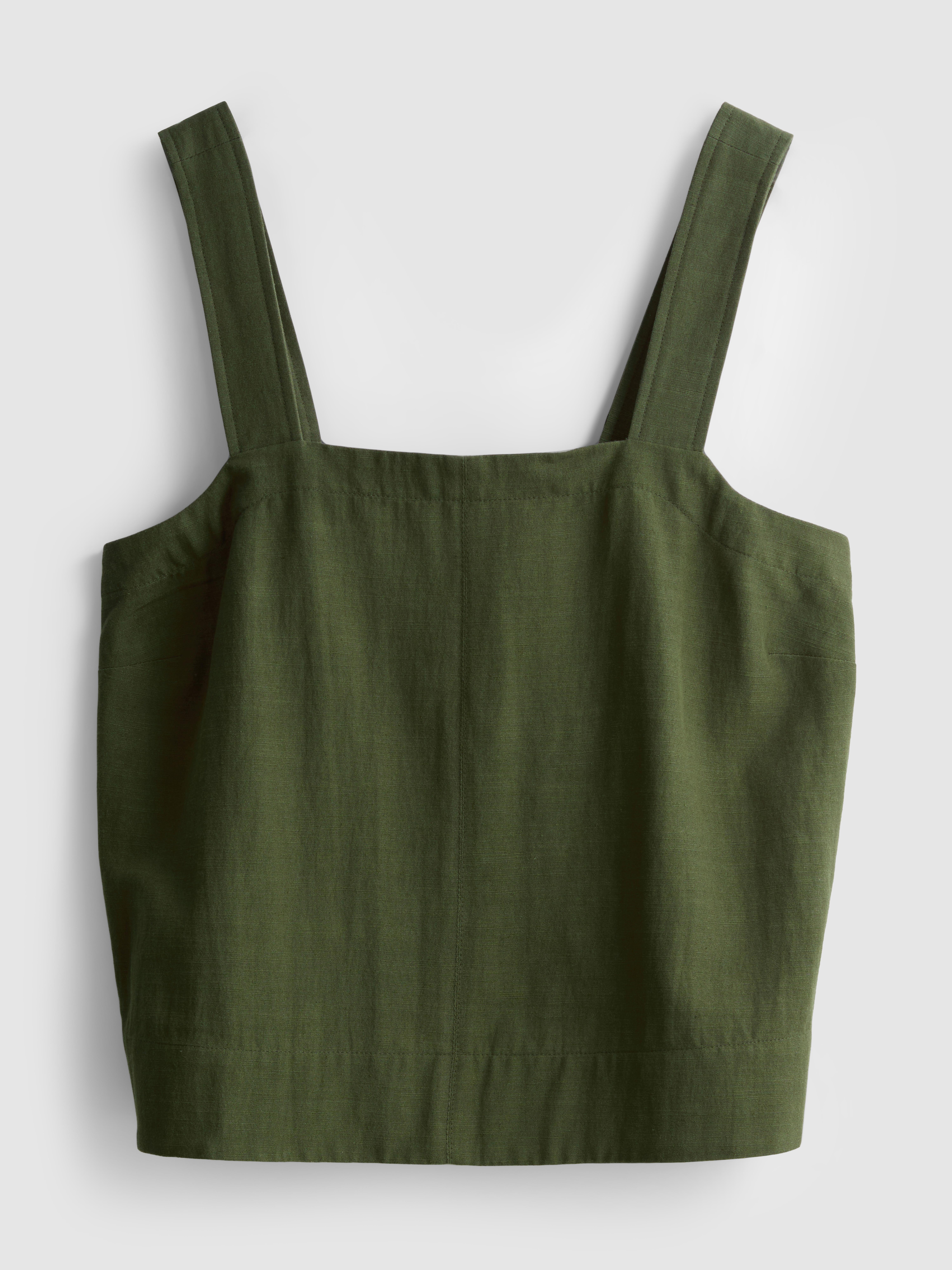 Cotton Blend Cropped Pinafore Top