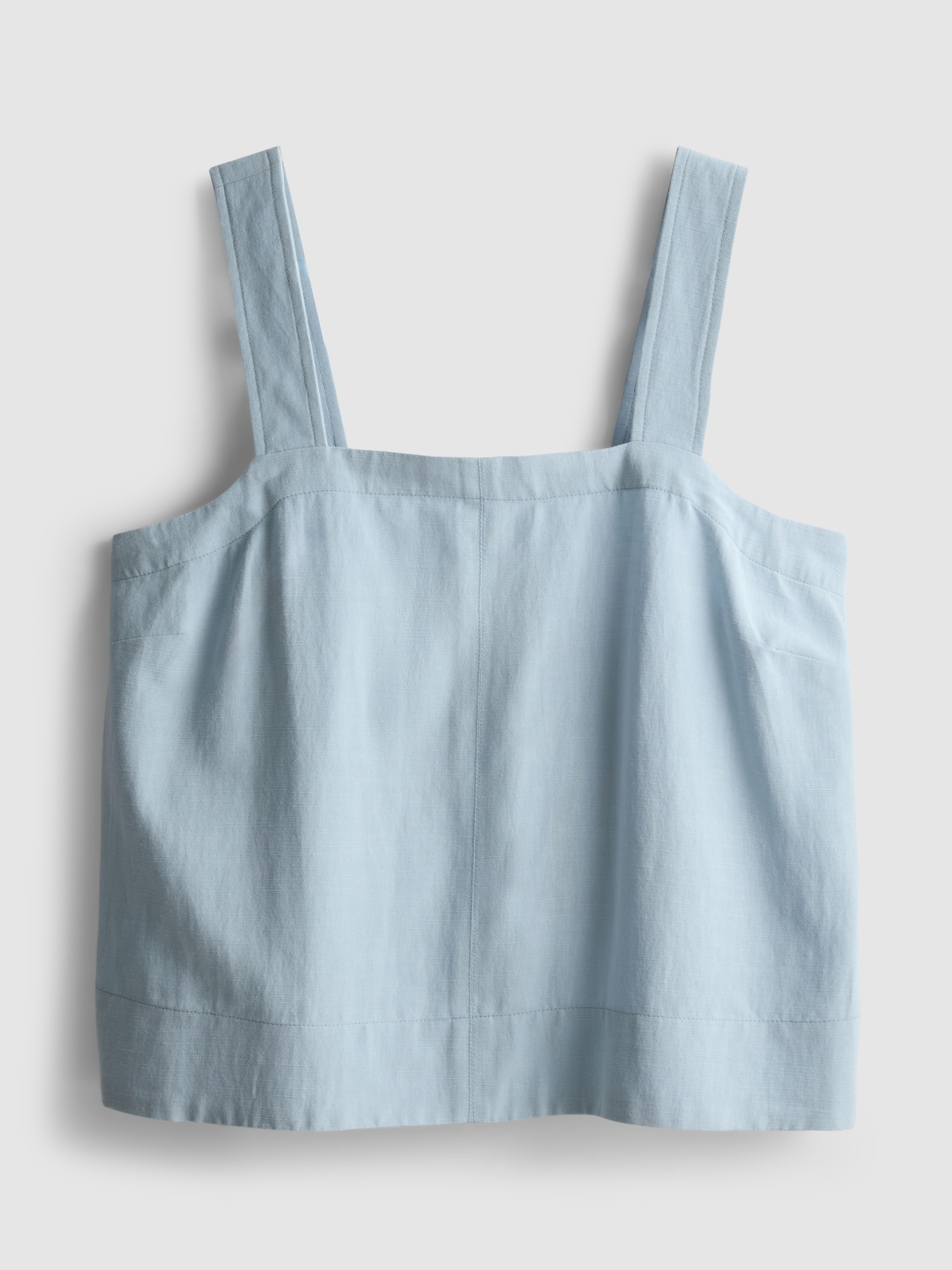Cotton Blend Cropped Pinafore Top