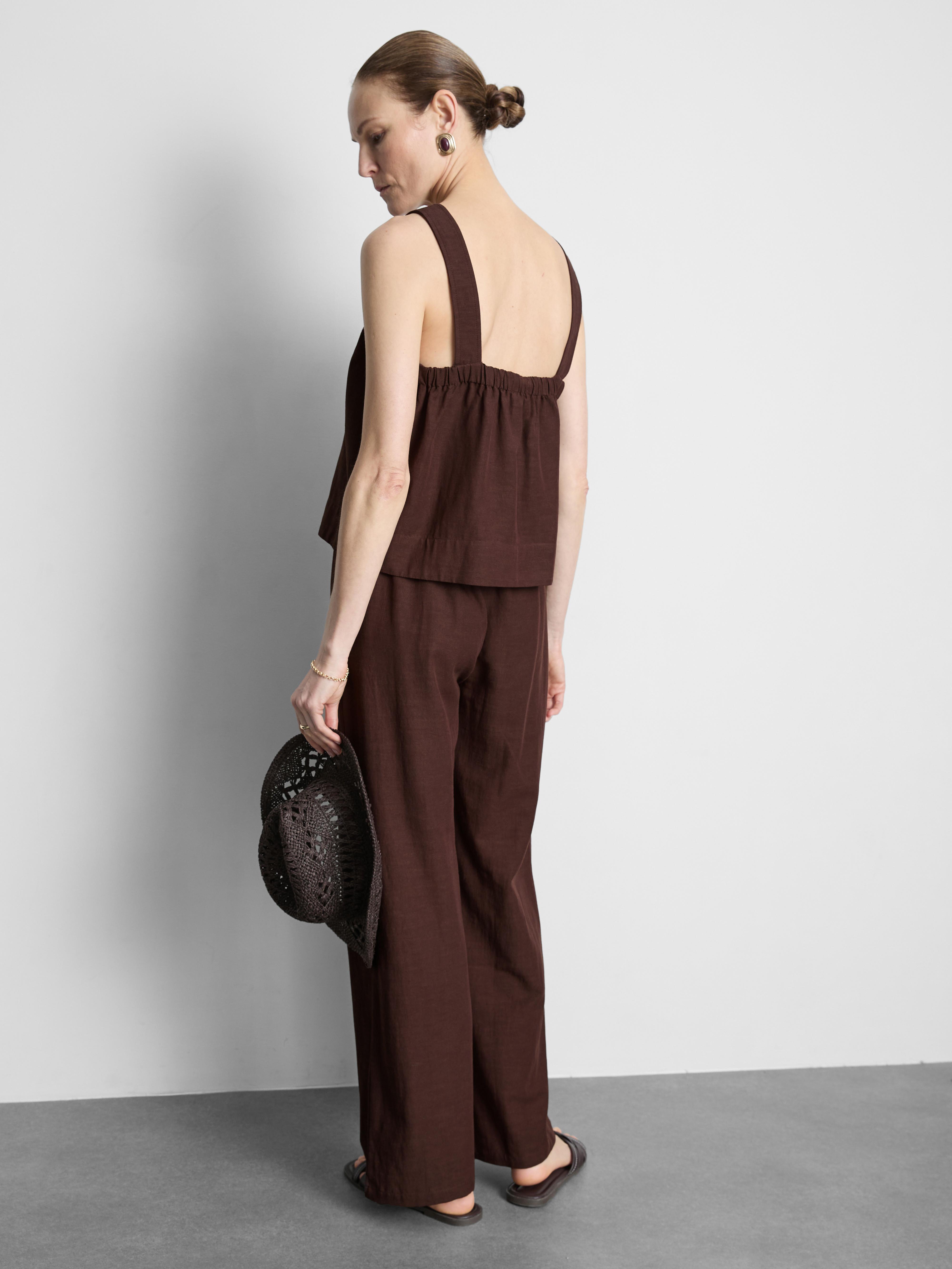 Cotton Blend Cropped Pinafore Top