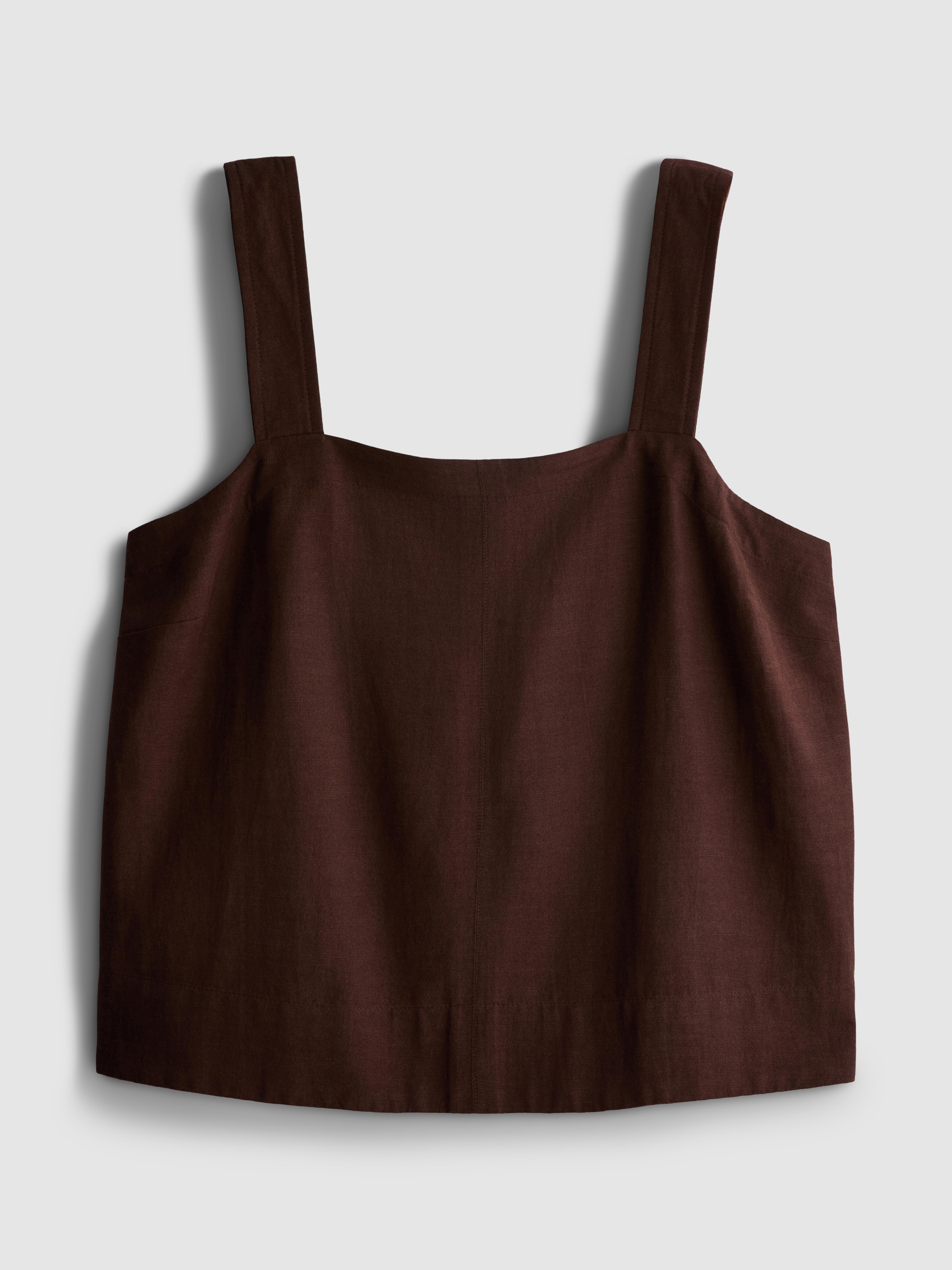 Cotton Blend Cropped Pinafore Top