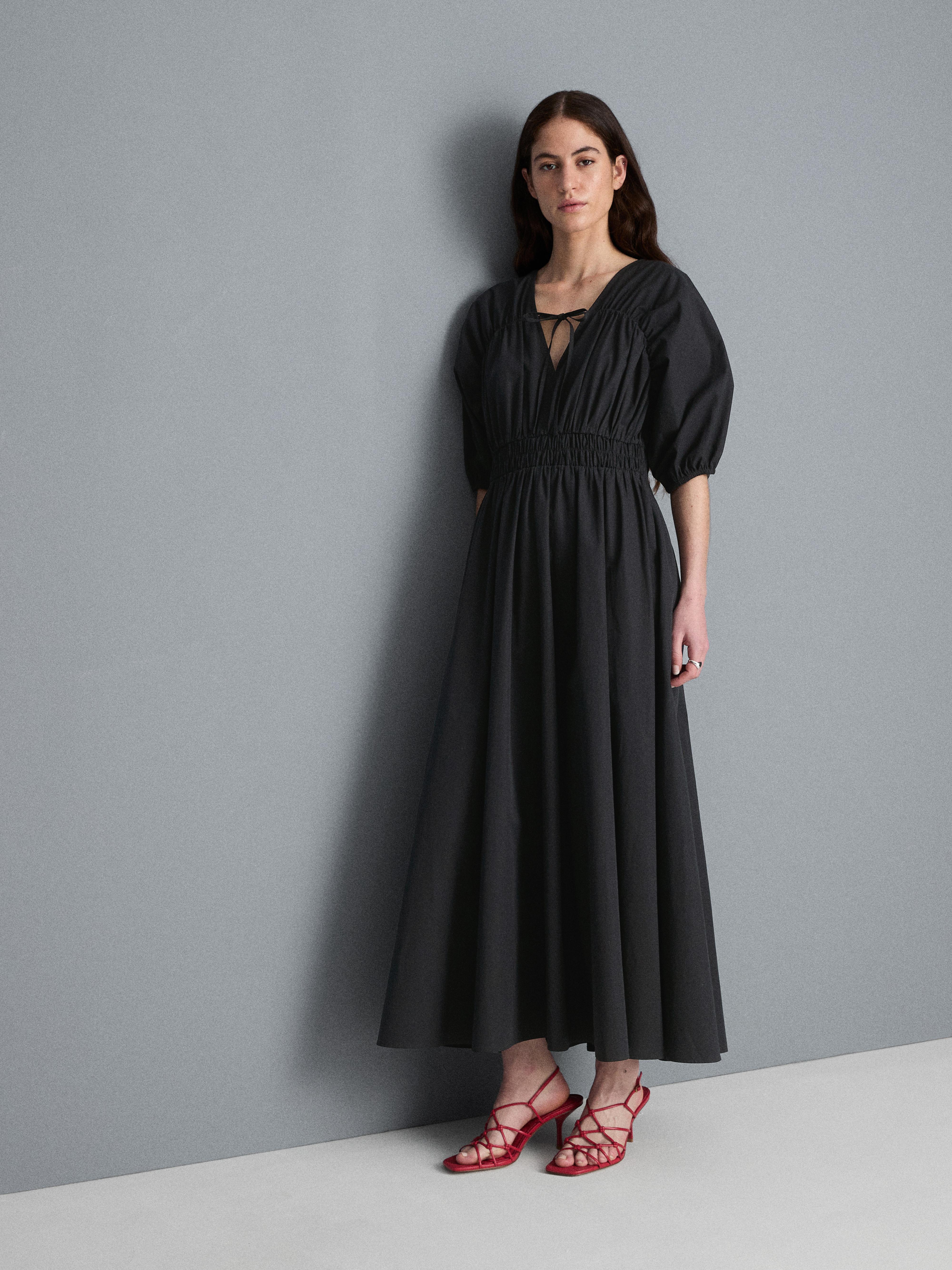 princess polly baby blue dress Womens Black Cotton Poplin Milkmaid Midi Dress