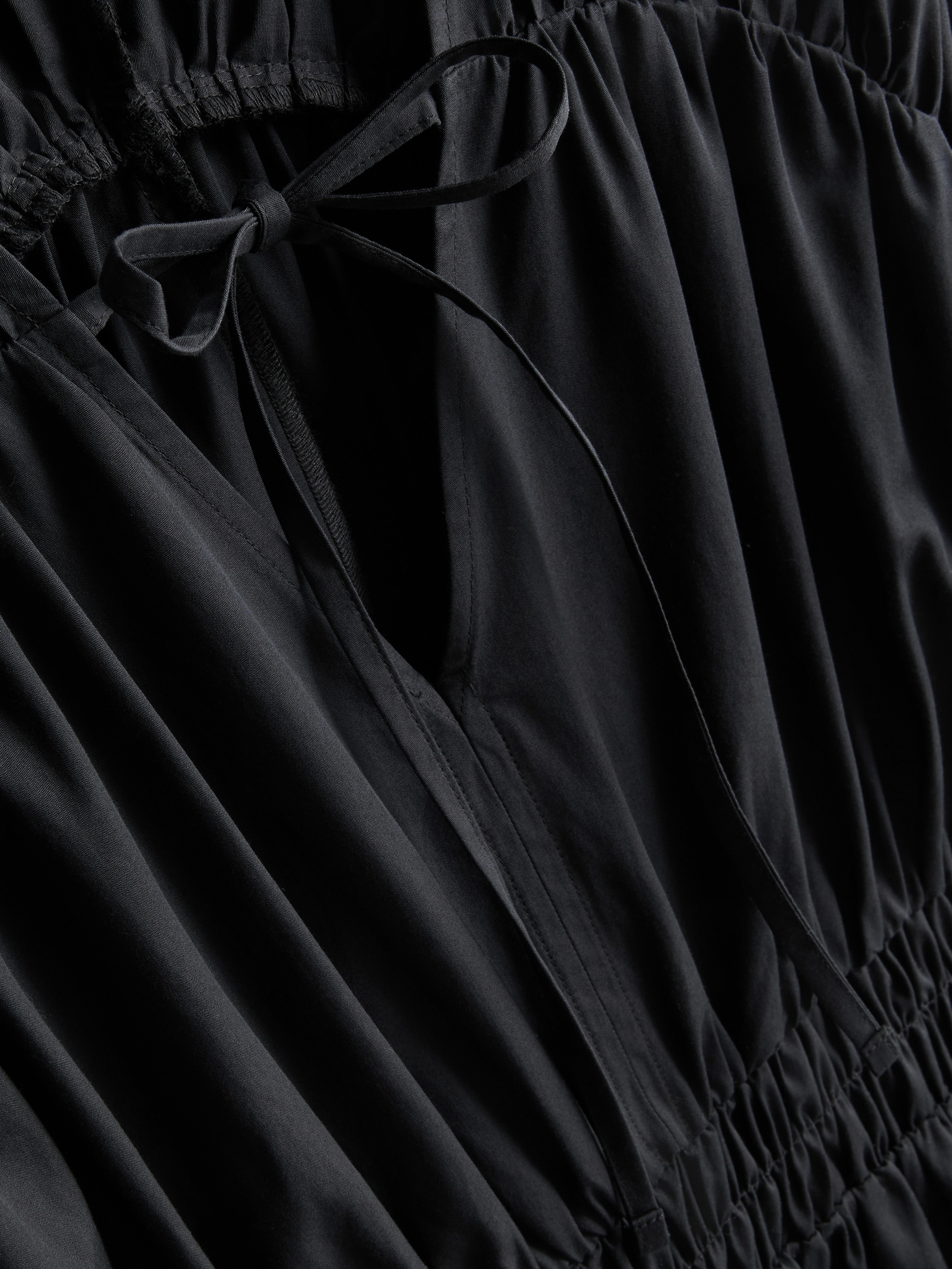 knee length dresses for ladies Super Stretchy Milkmaid Dress with Ruffles Black / M/L main image 1