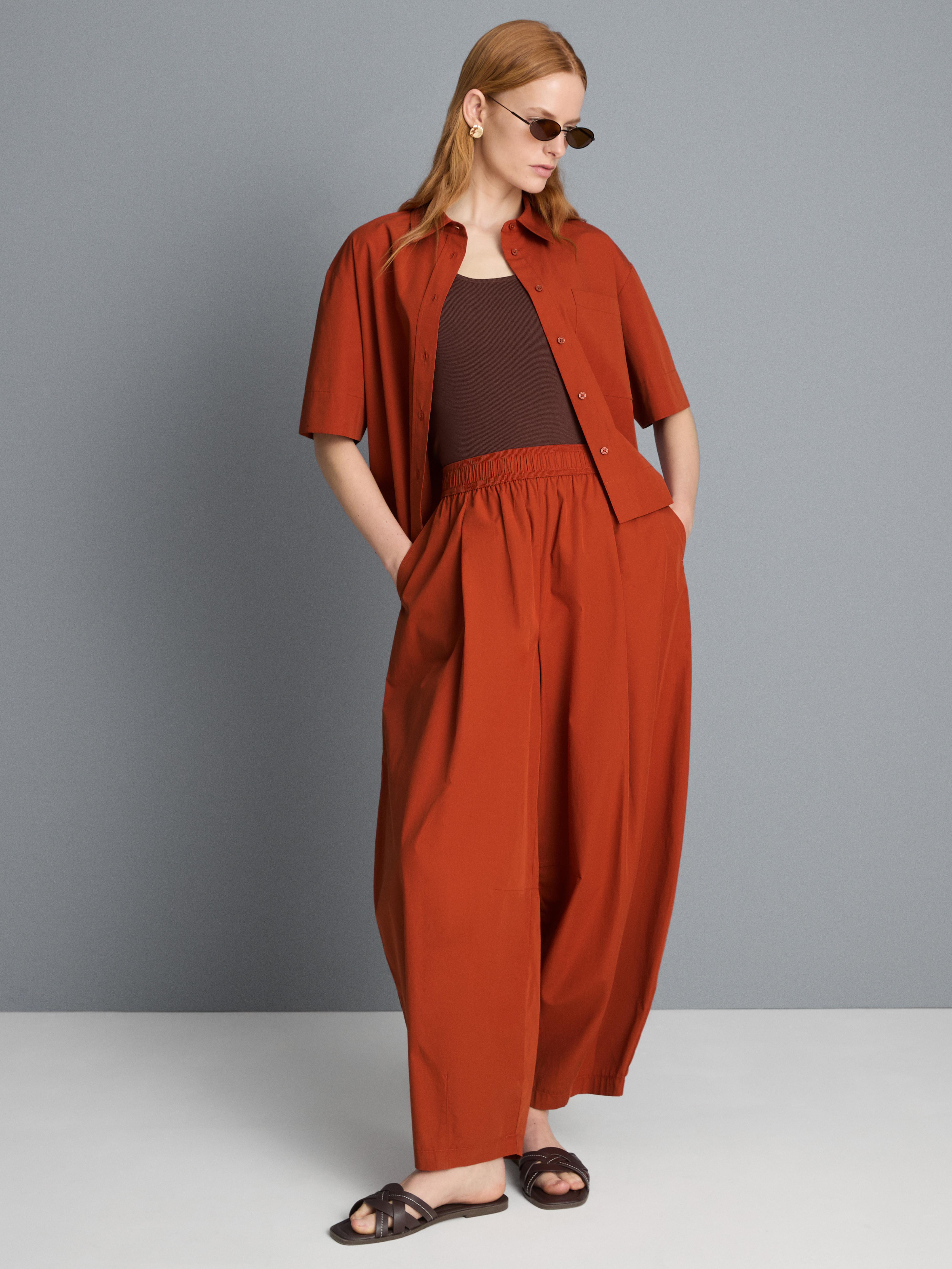 Paper Touch Pleated Barrel Leg Trousers