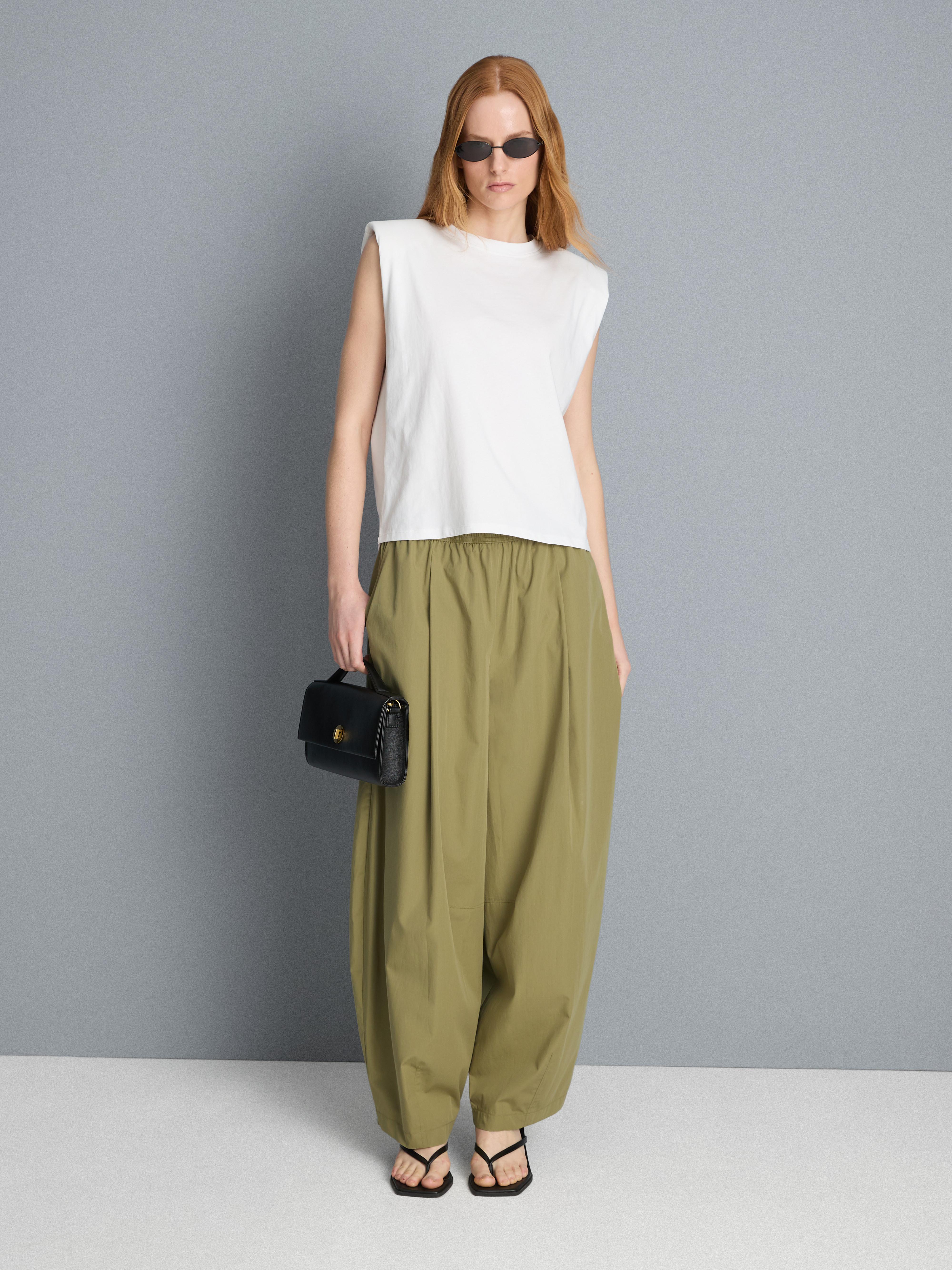 Paper Touch Pleated Barrel Leg Trousers