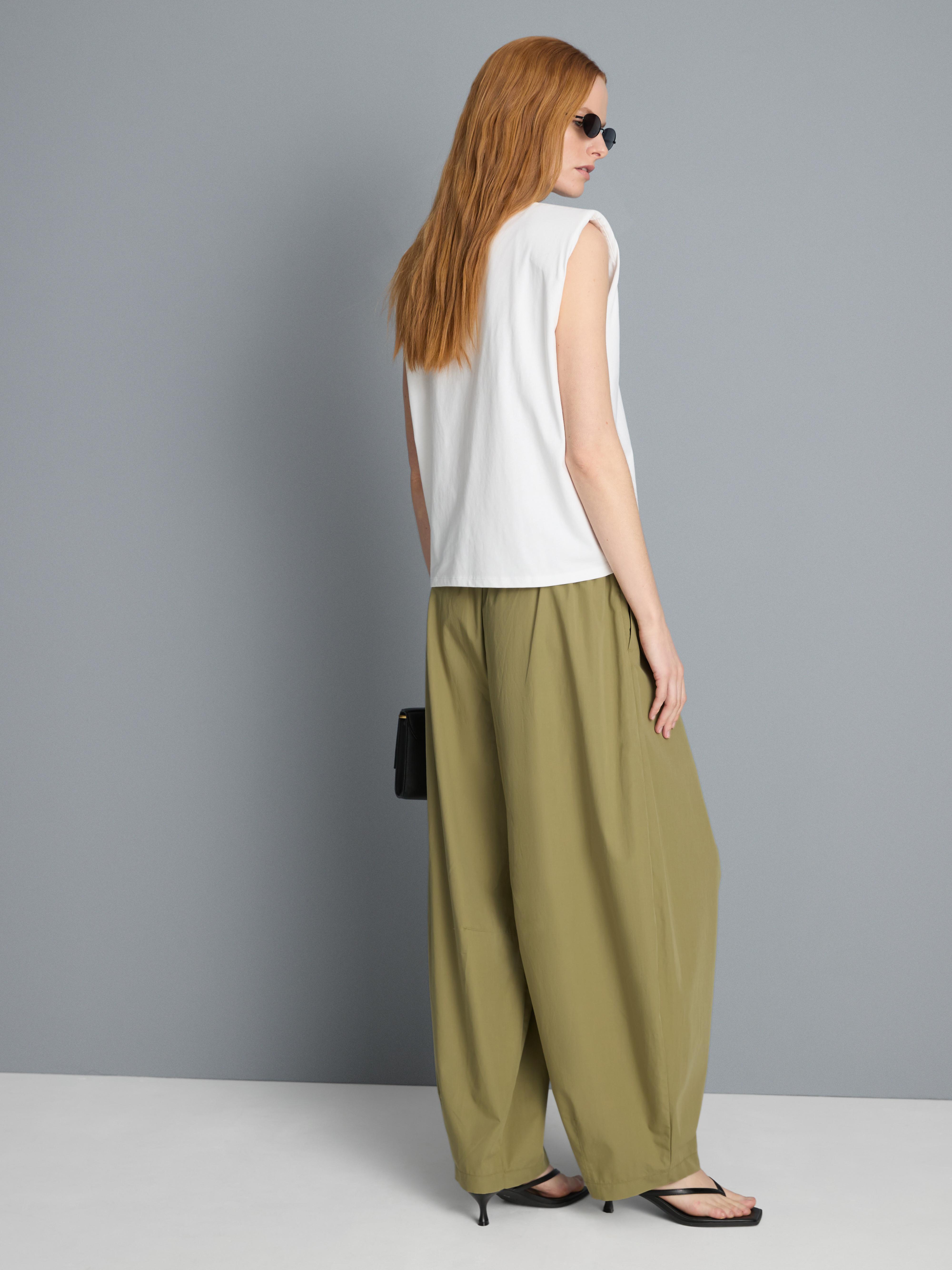 Paper Touch Pleated Barrel Leg Trousers