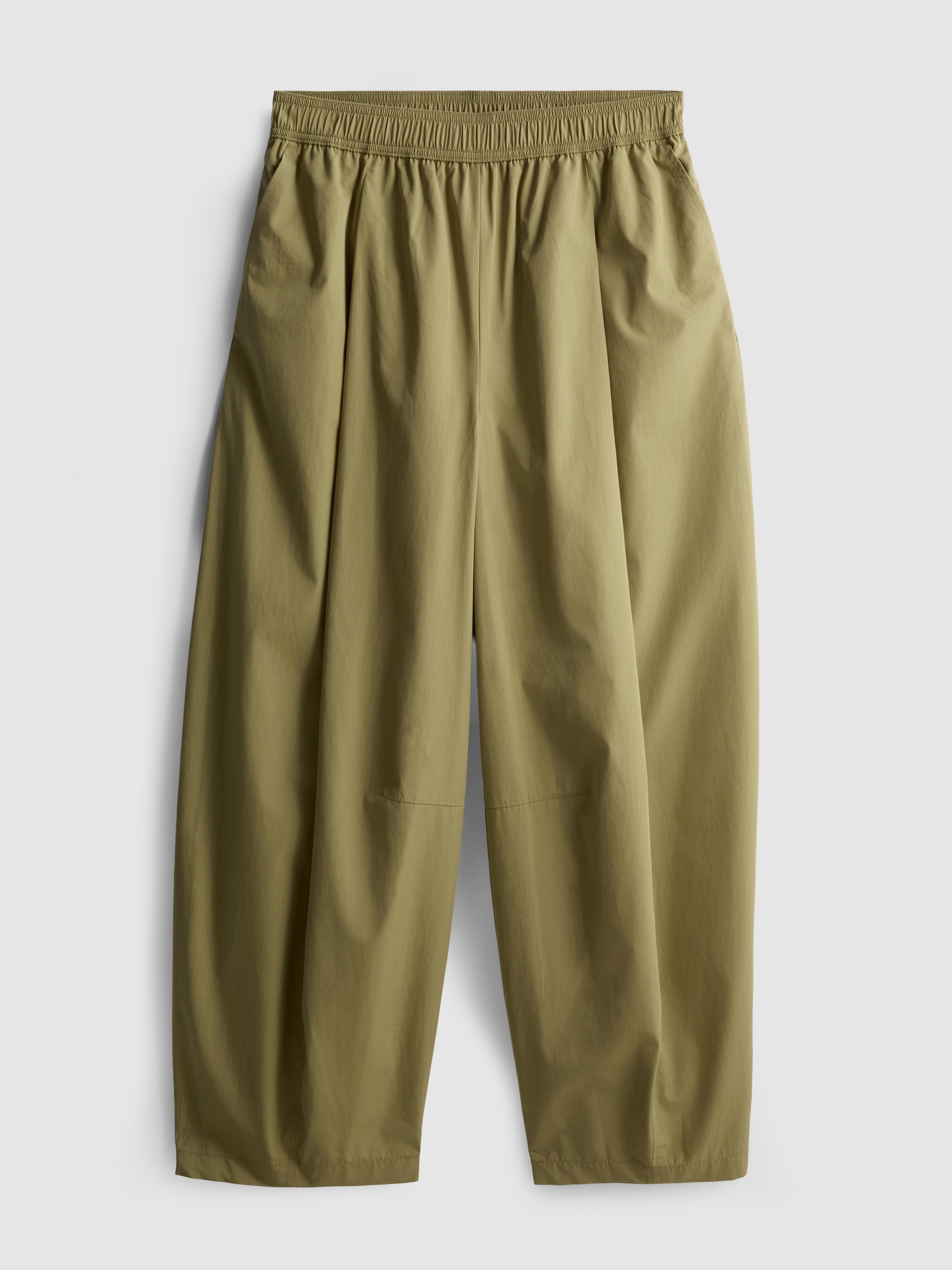 Paper Touch Pleated Barrel Leg Trousers
