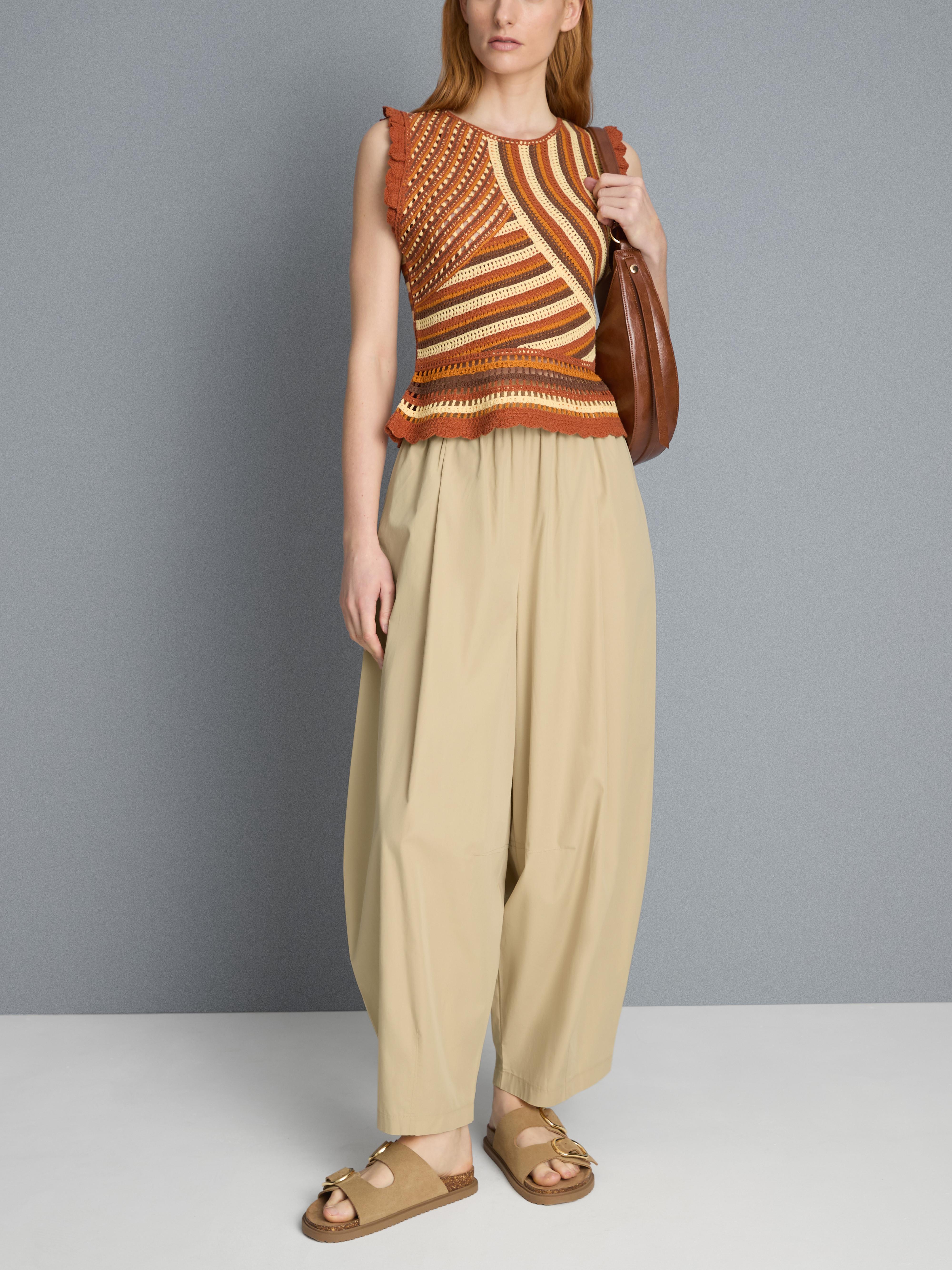 Paper Touch Pleated Barrel Leg Trousers