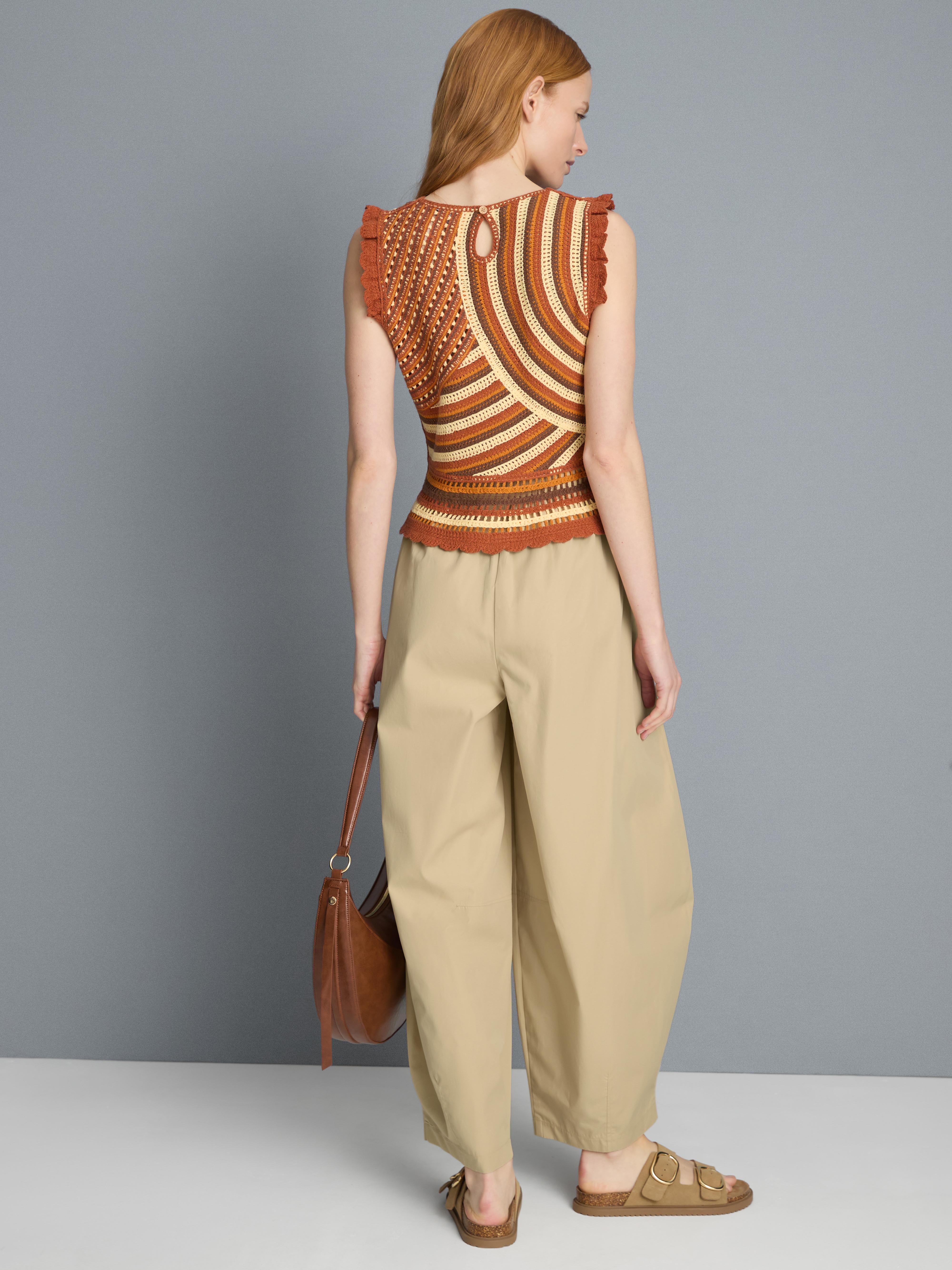 Paper Touch Pleated Barrel Leg Trousers