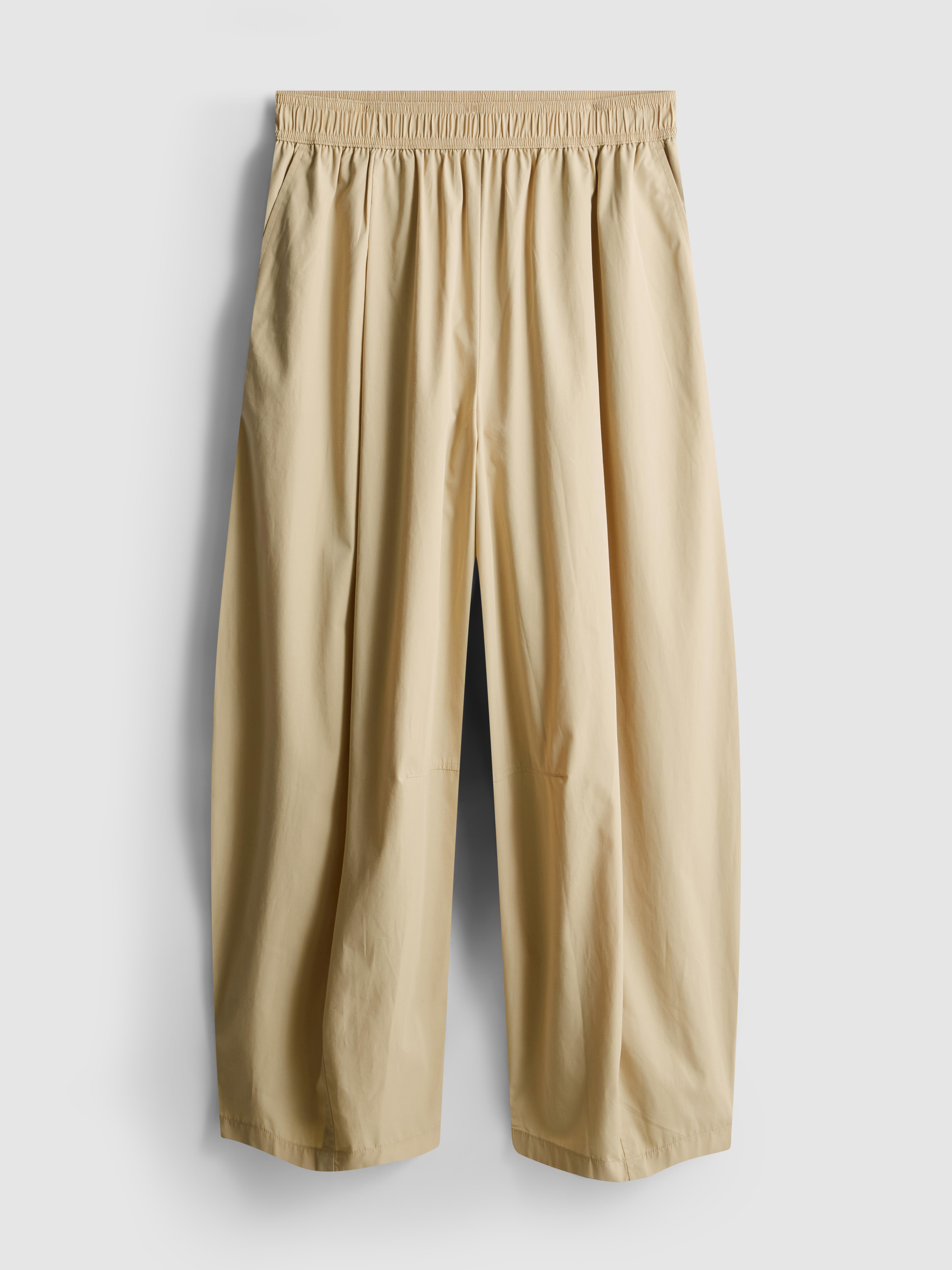 Paper Touch Pleated Barrel Leg Trousers