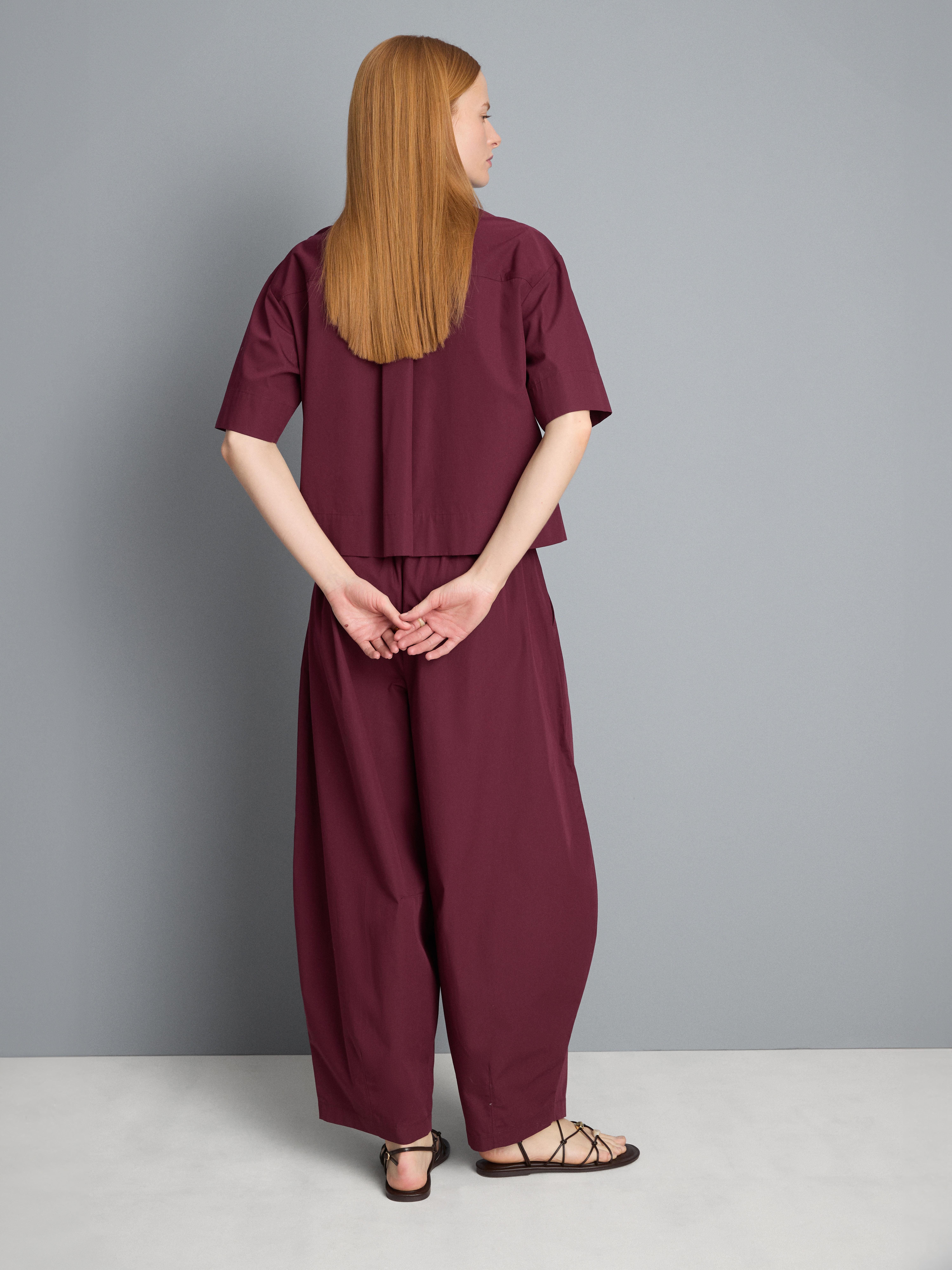 Papertouch broek met geplooide barrel-pijpen