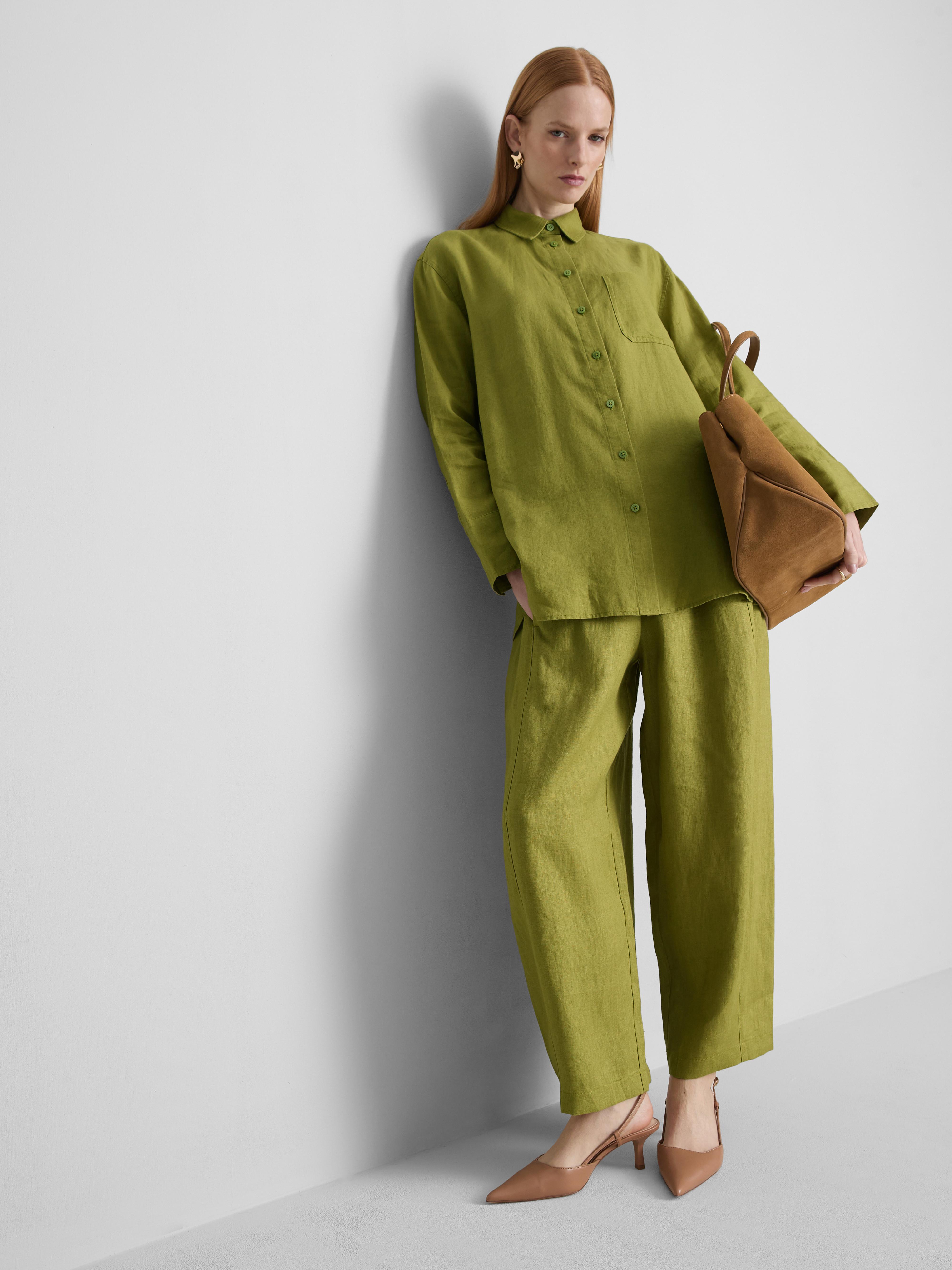 The Edit Classic Linen Shirt Green