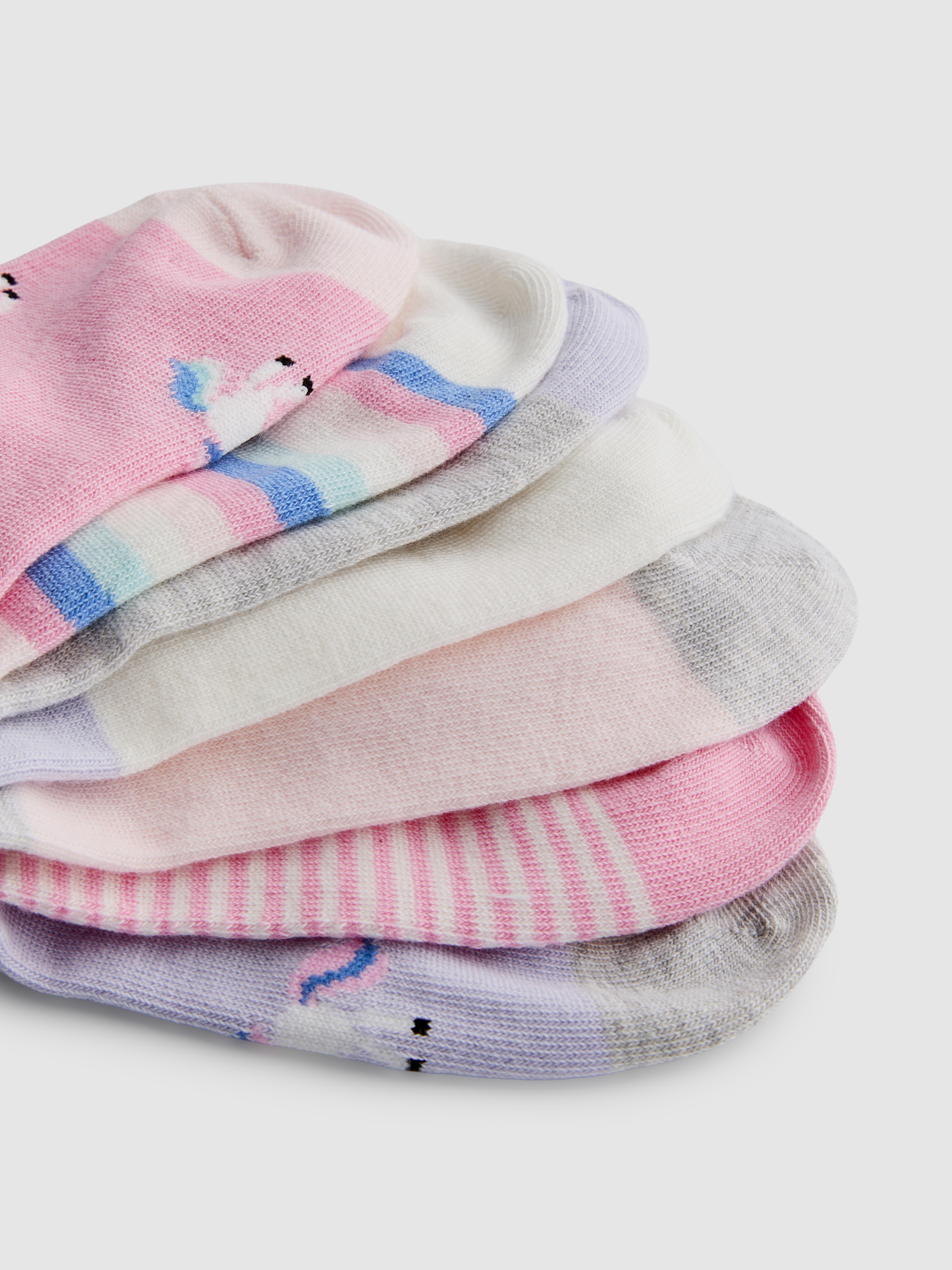 7pk Cotton Rich Unicorn Graphic Sneaker Socks