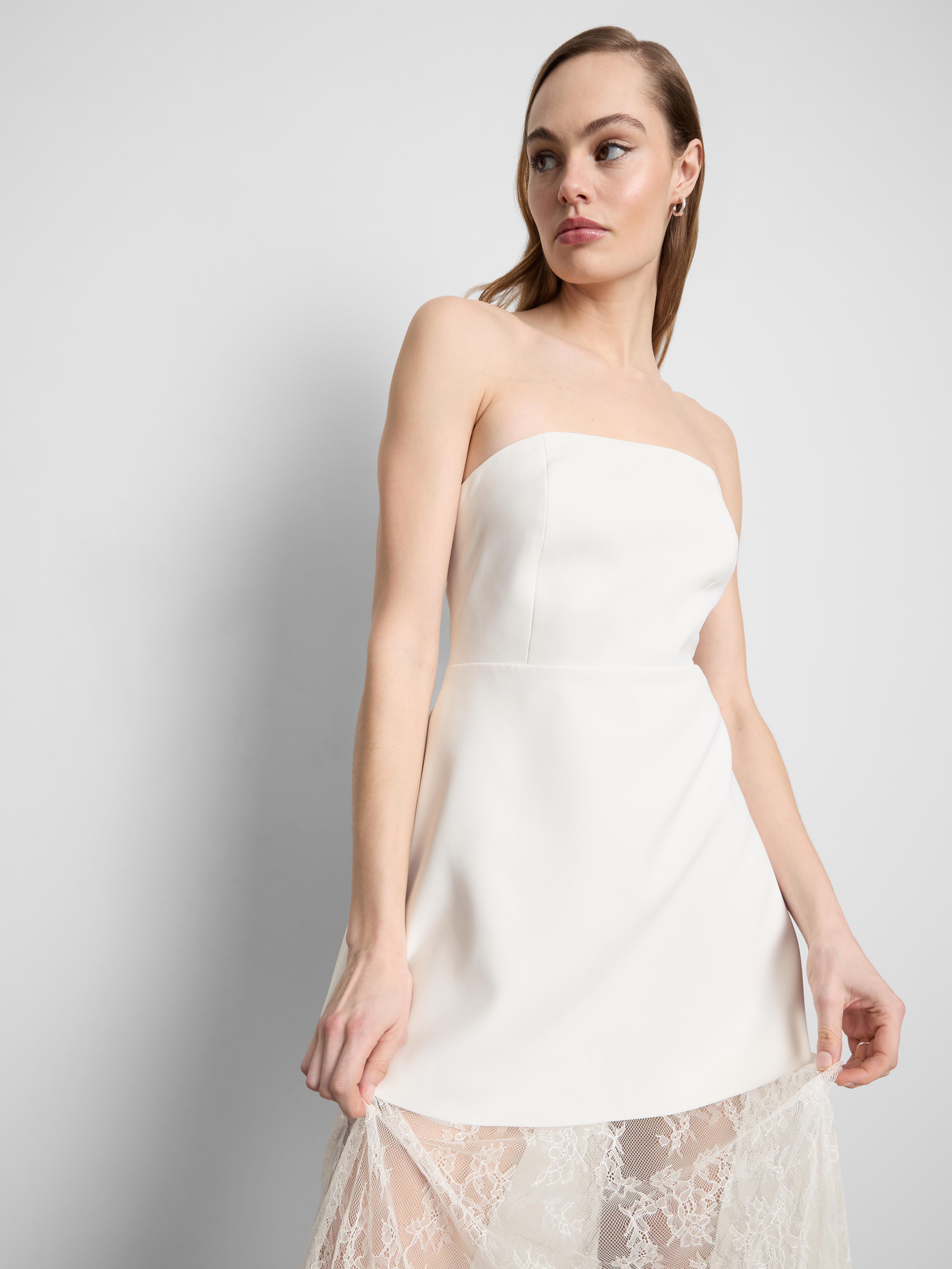 Womens White Bridal Strapless Mini Overlay Maxi Dress | Primark