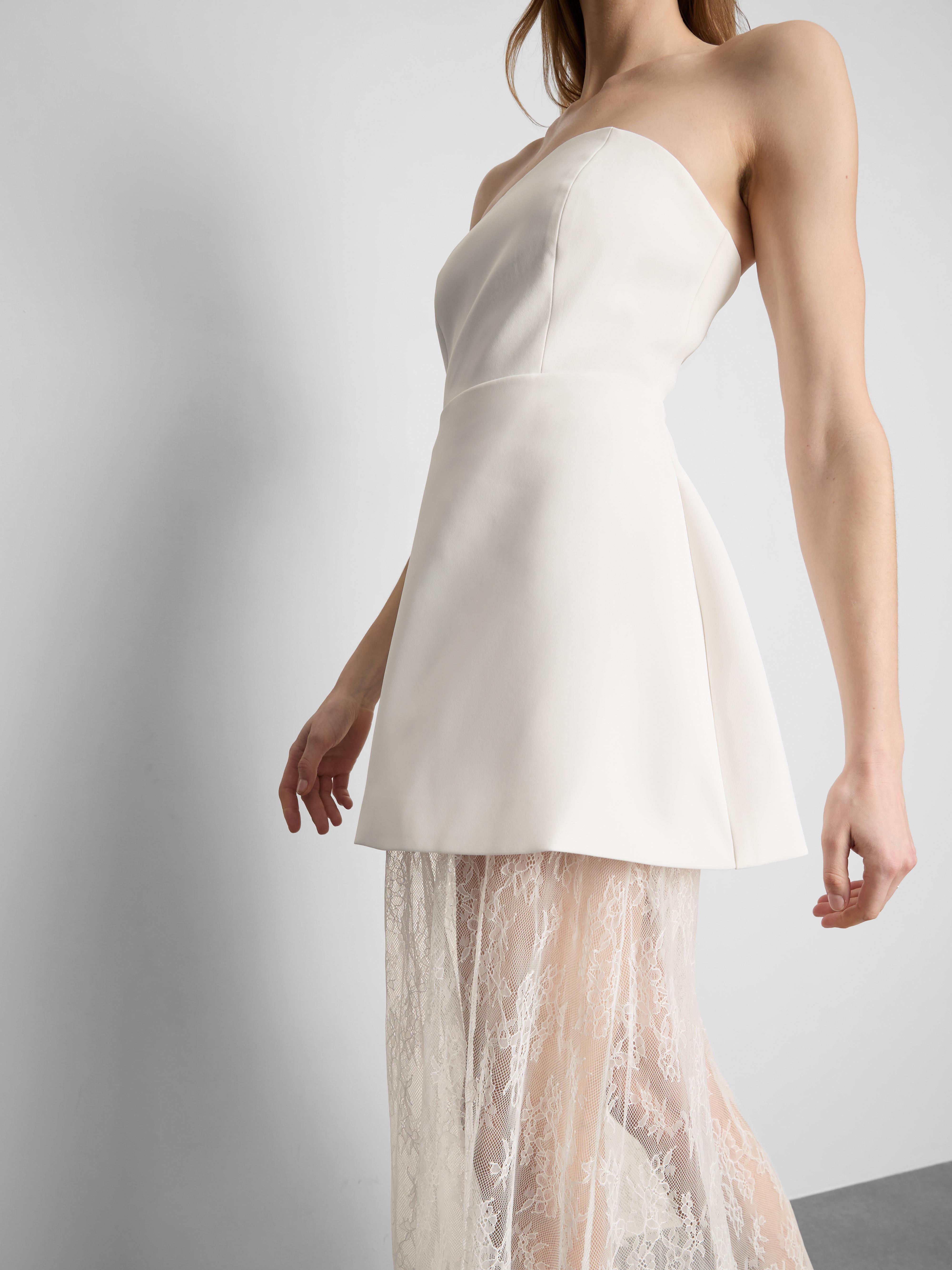 Bridal Strapless Mini Overlay Maxi Dress