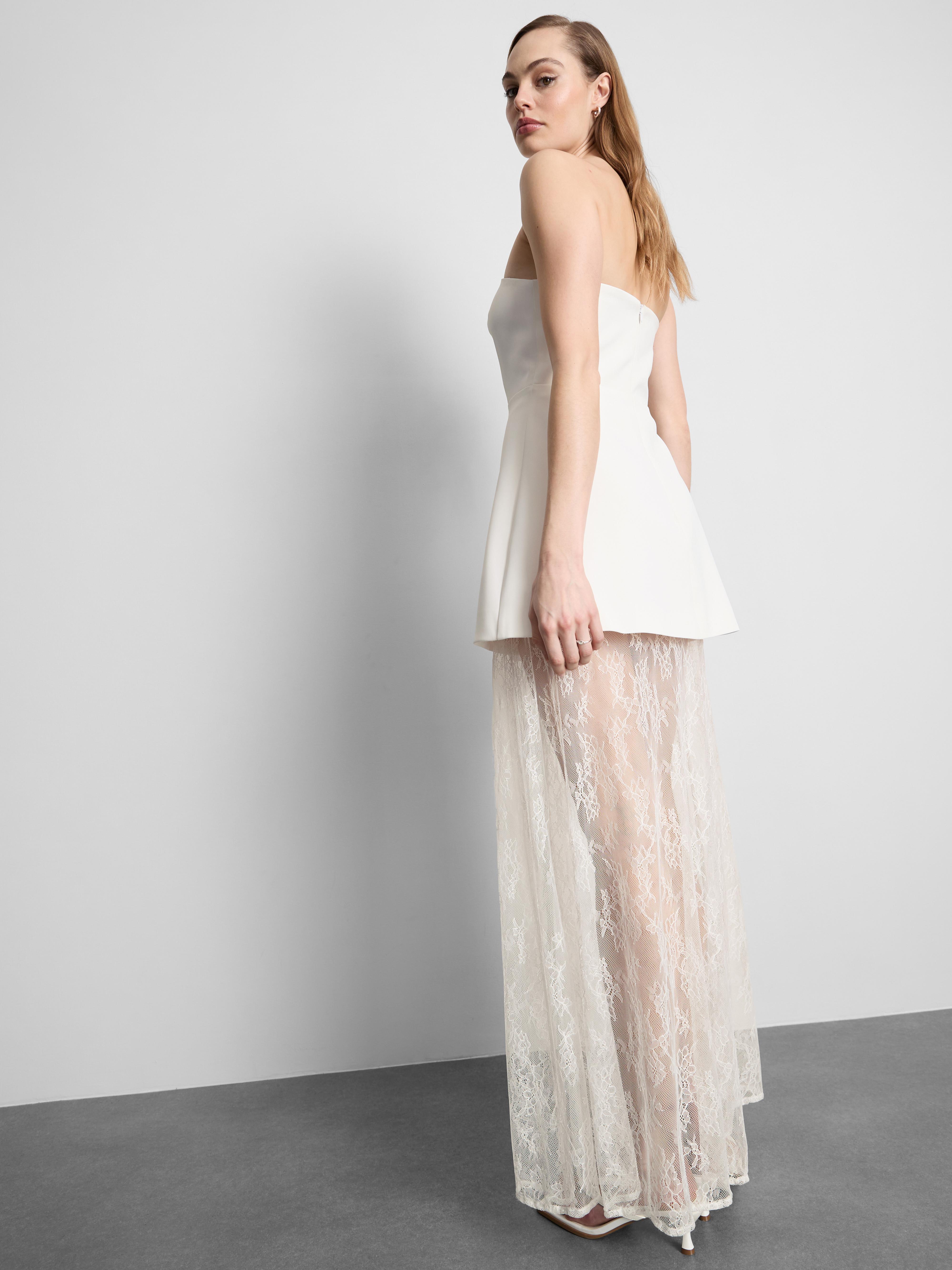 Bridal Strapless Mini Overlay Maxi Dress