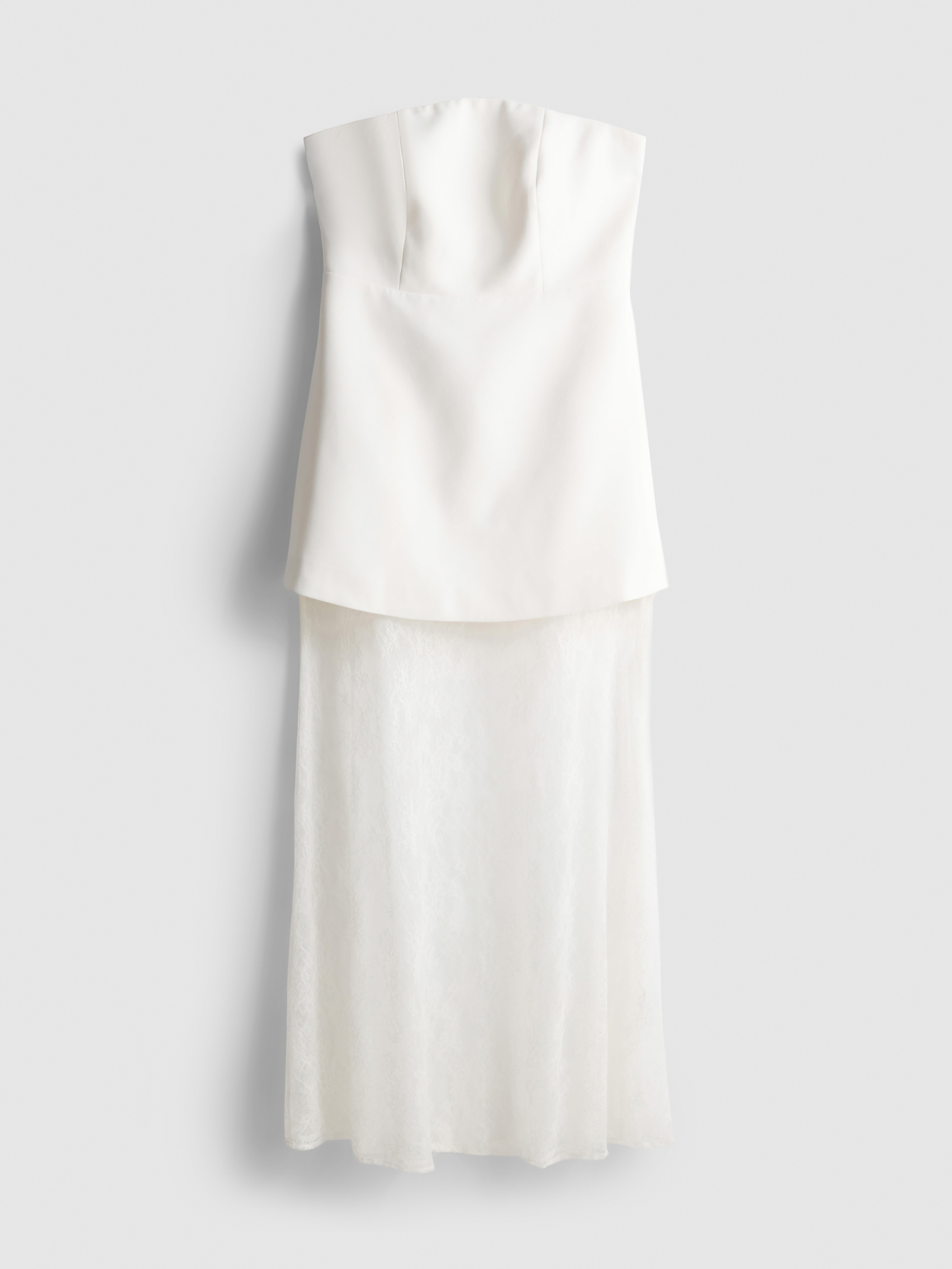 Bridal Strapless Mini Overlay Maxi Dress