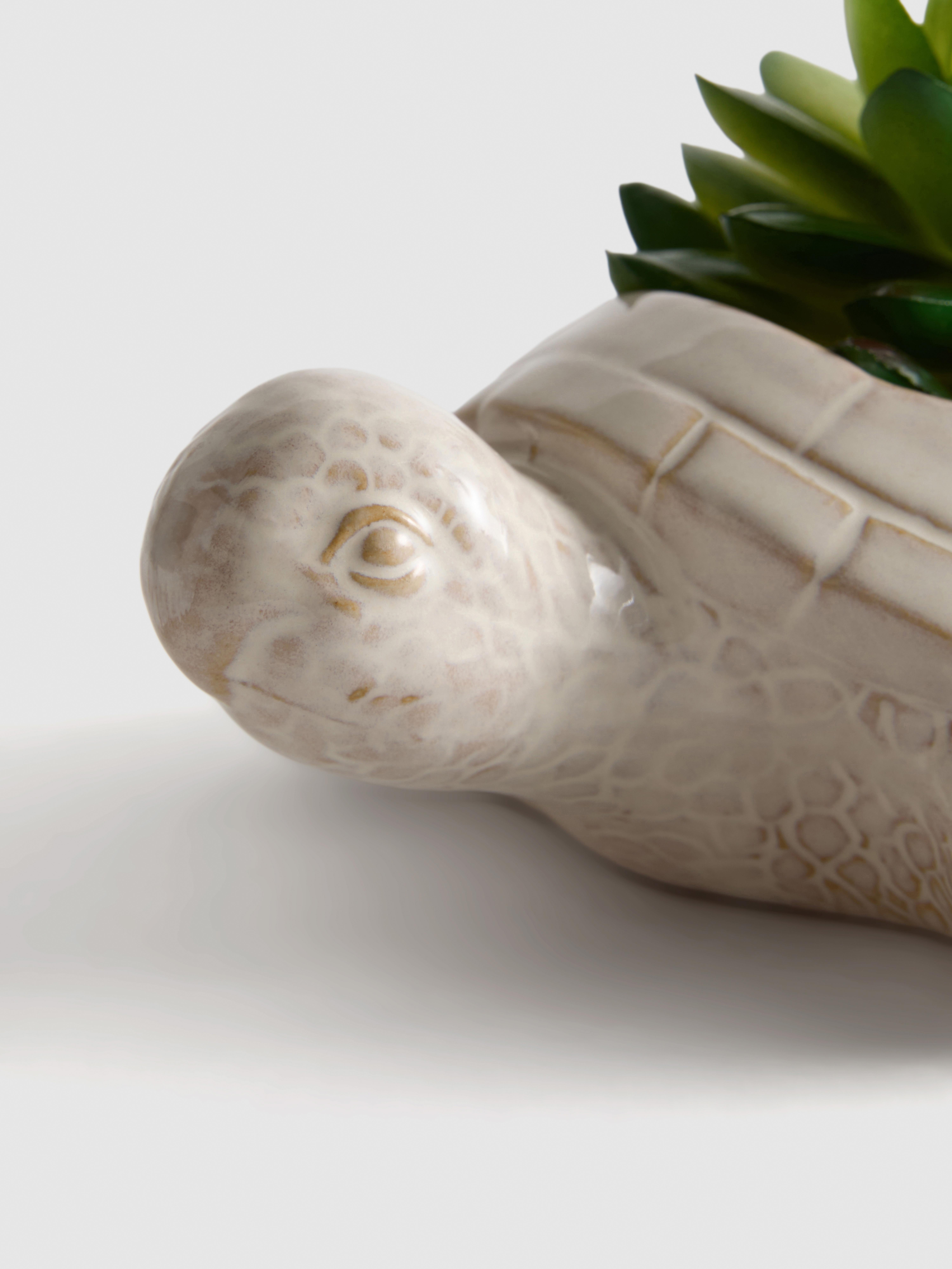 Vaso Con Pietre Artificiali E Statuette Coniglio E Tartaruga – Decorazione Da Scrivania
