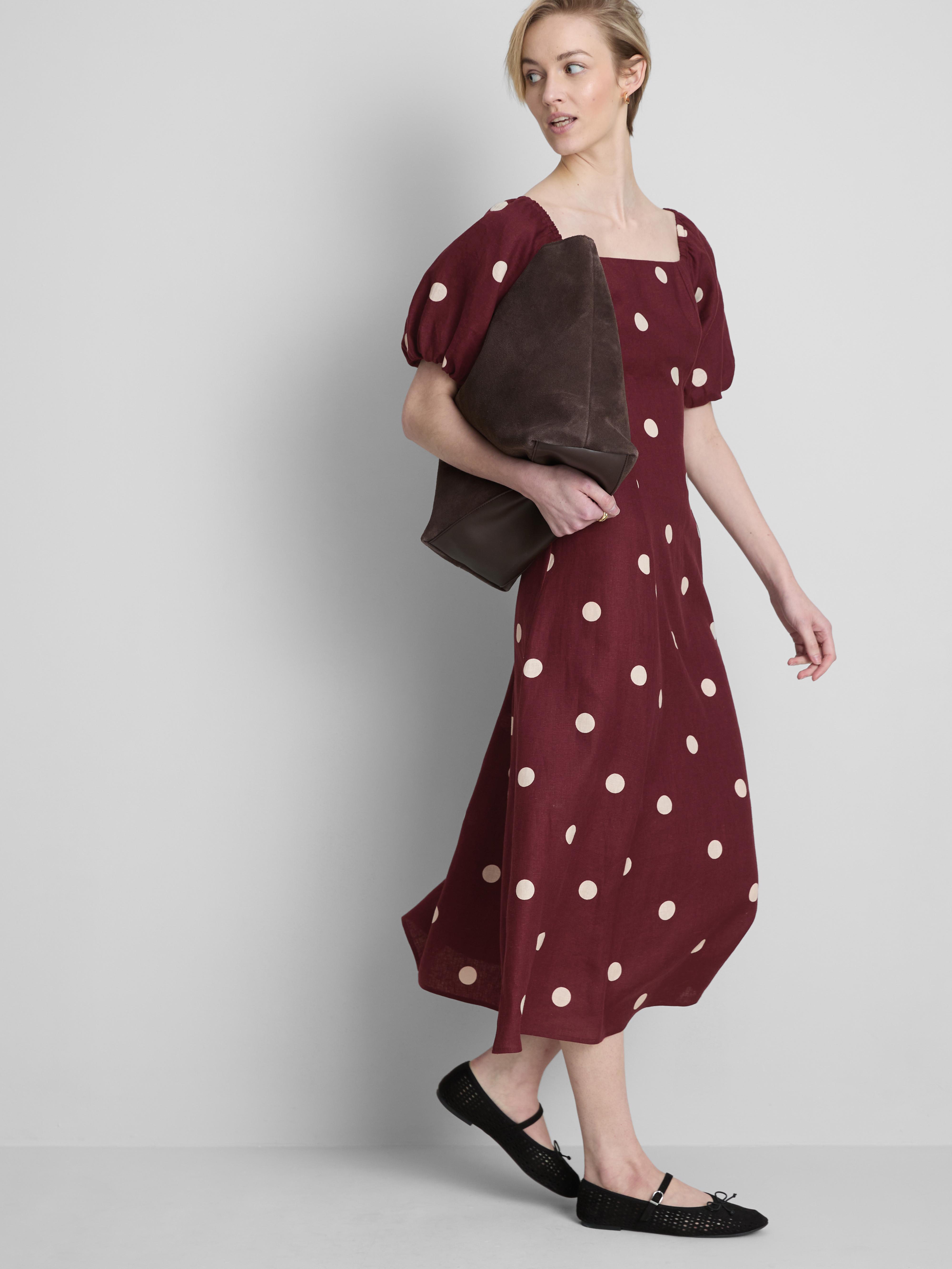 Abito midi in lino con manica a palloncino The Edit