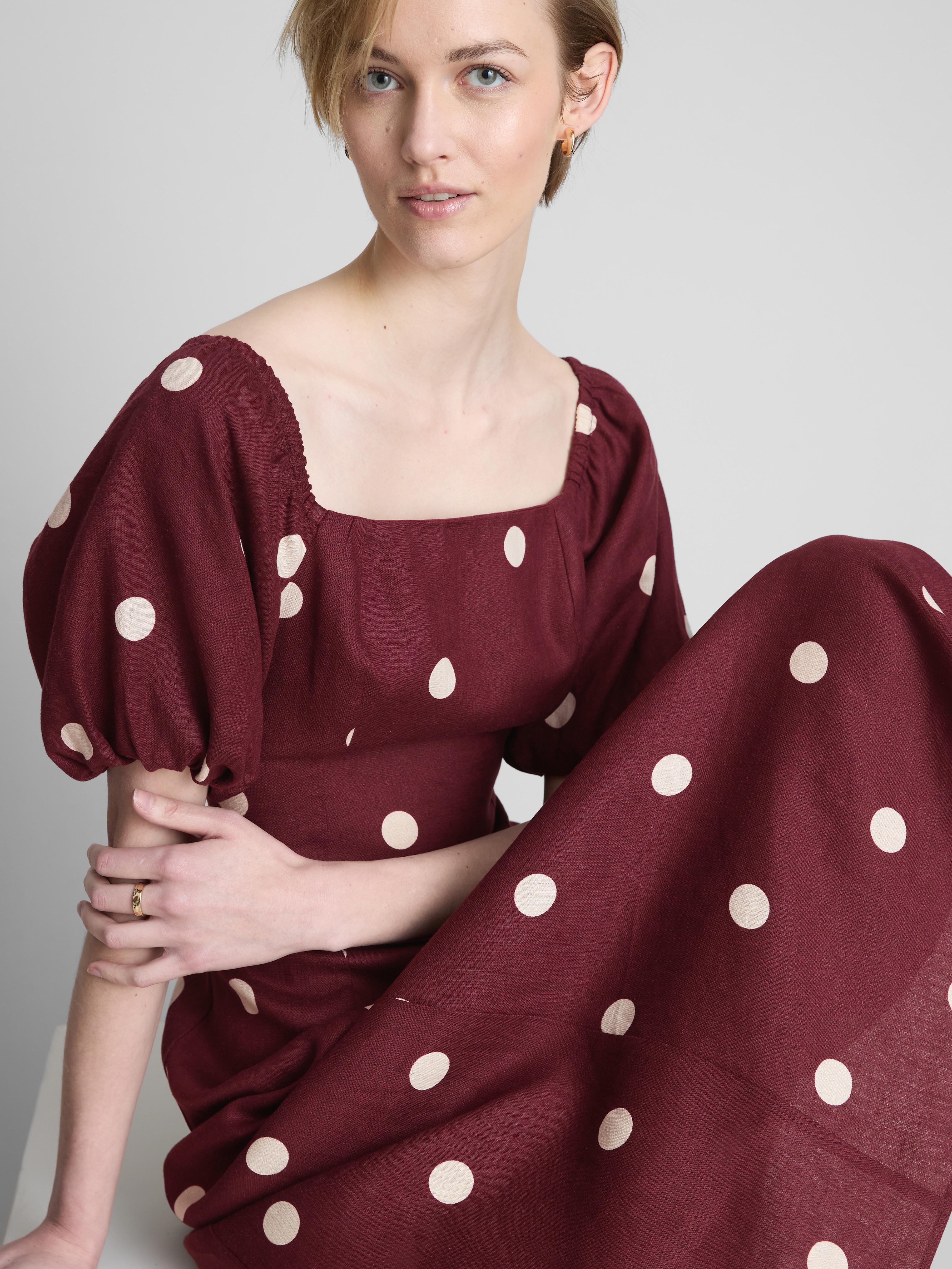 Abito midi in lino con manica a palloncino The Edit