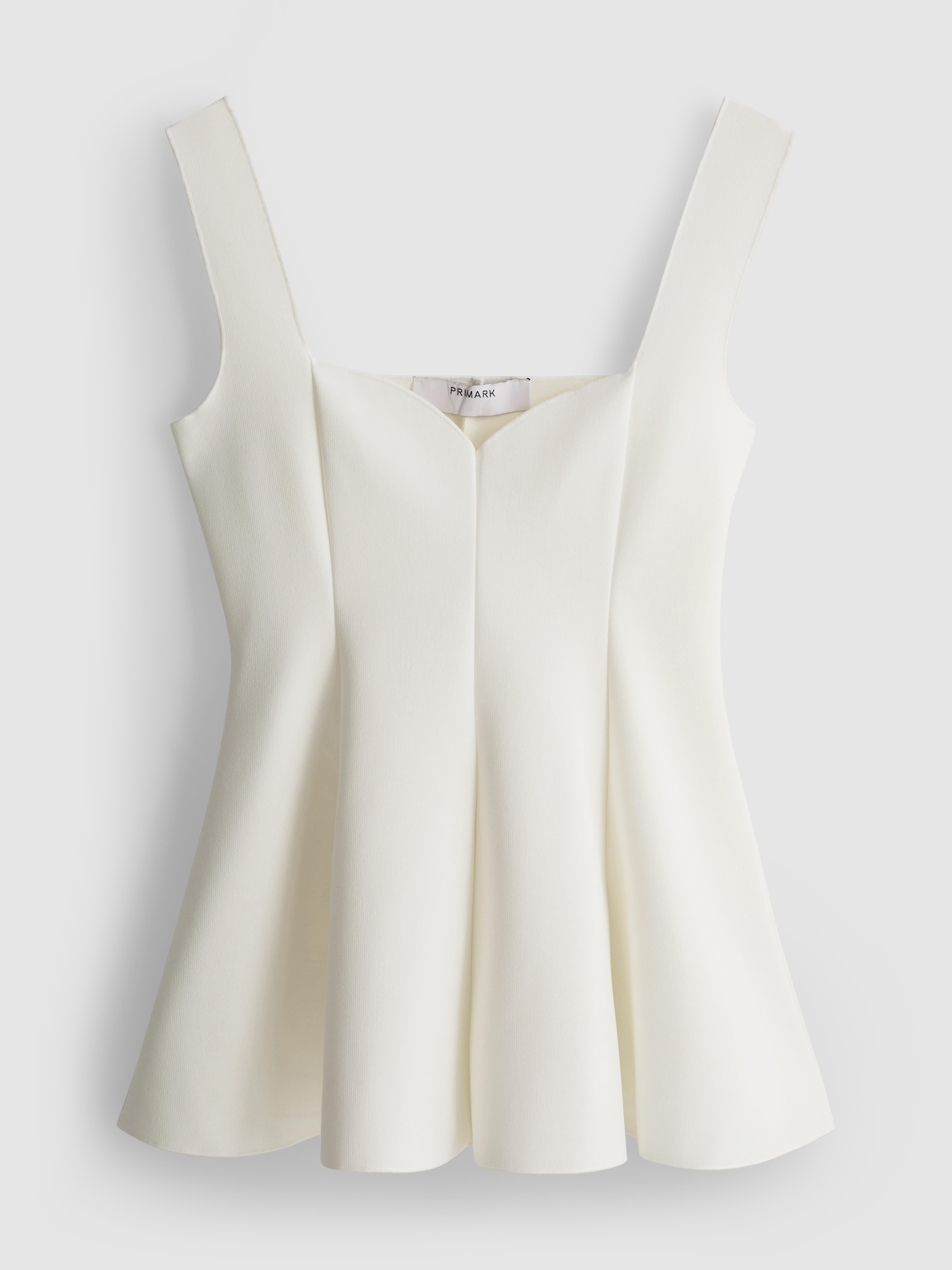 Women's White Crepe Sweetheart Peplum Top | Primark