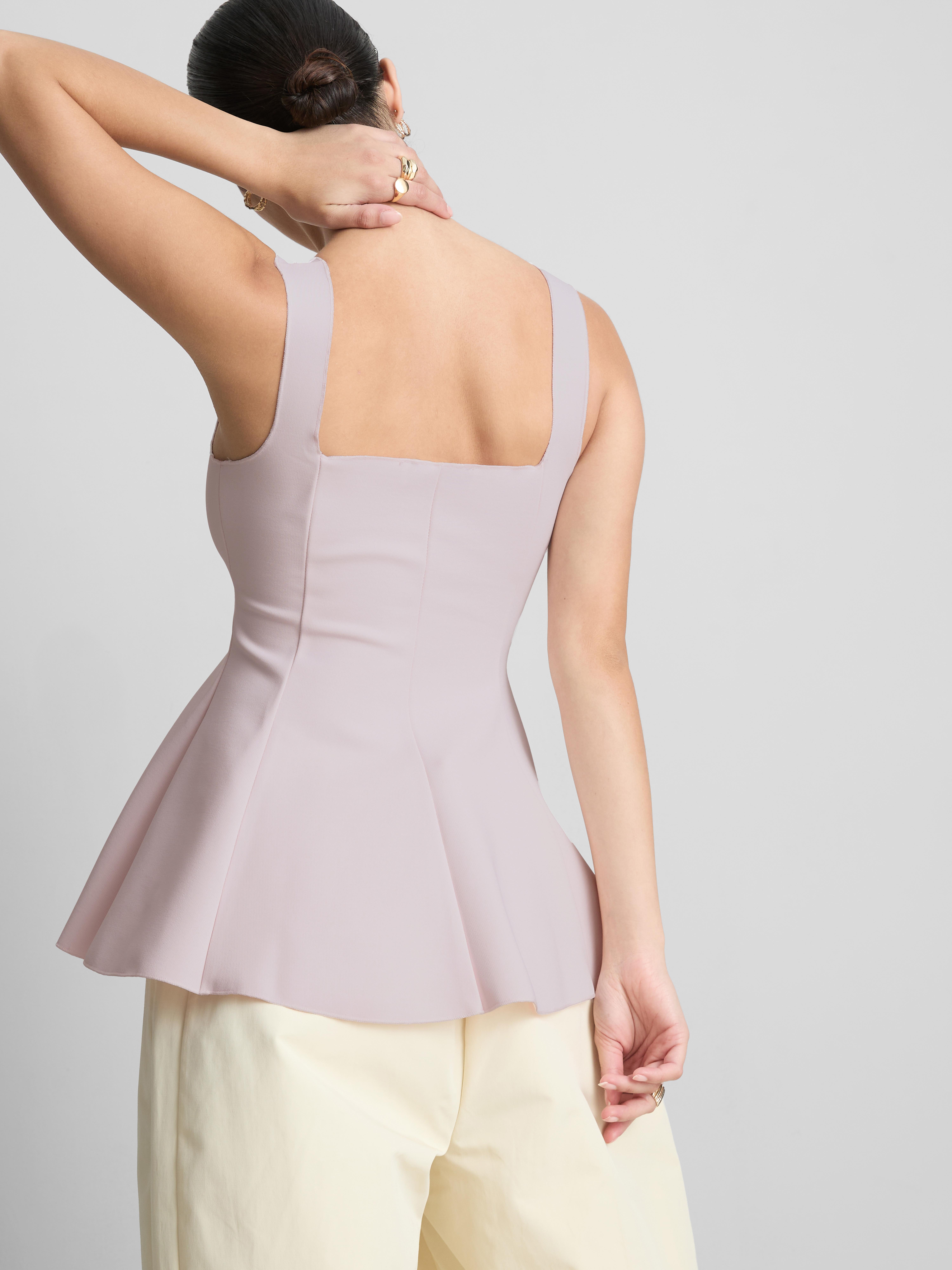 Crepe Sweetheart Peplum Top
