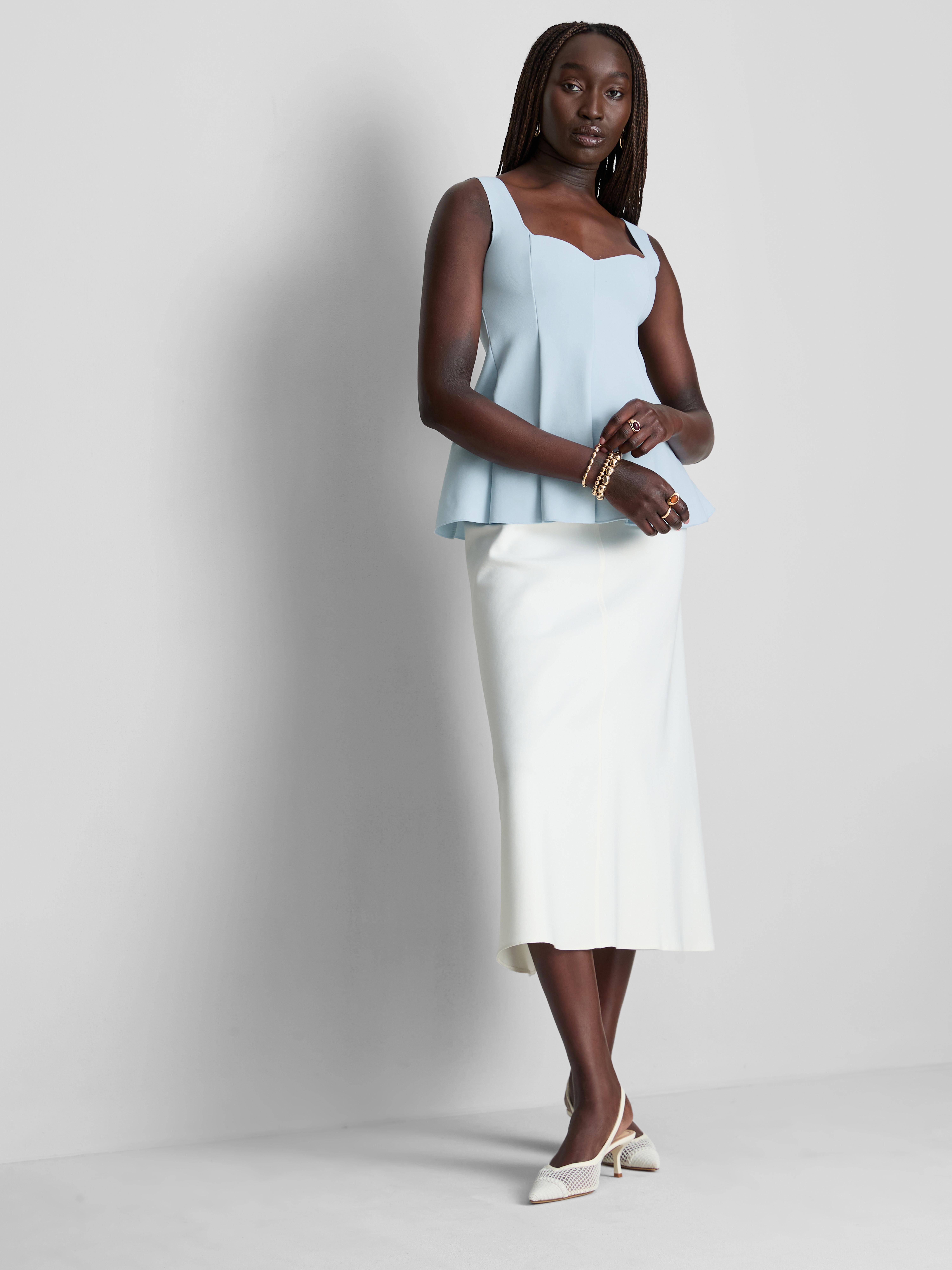 Women's White Crepe Sweetheart Peplum Top | Primark