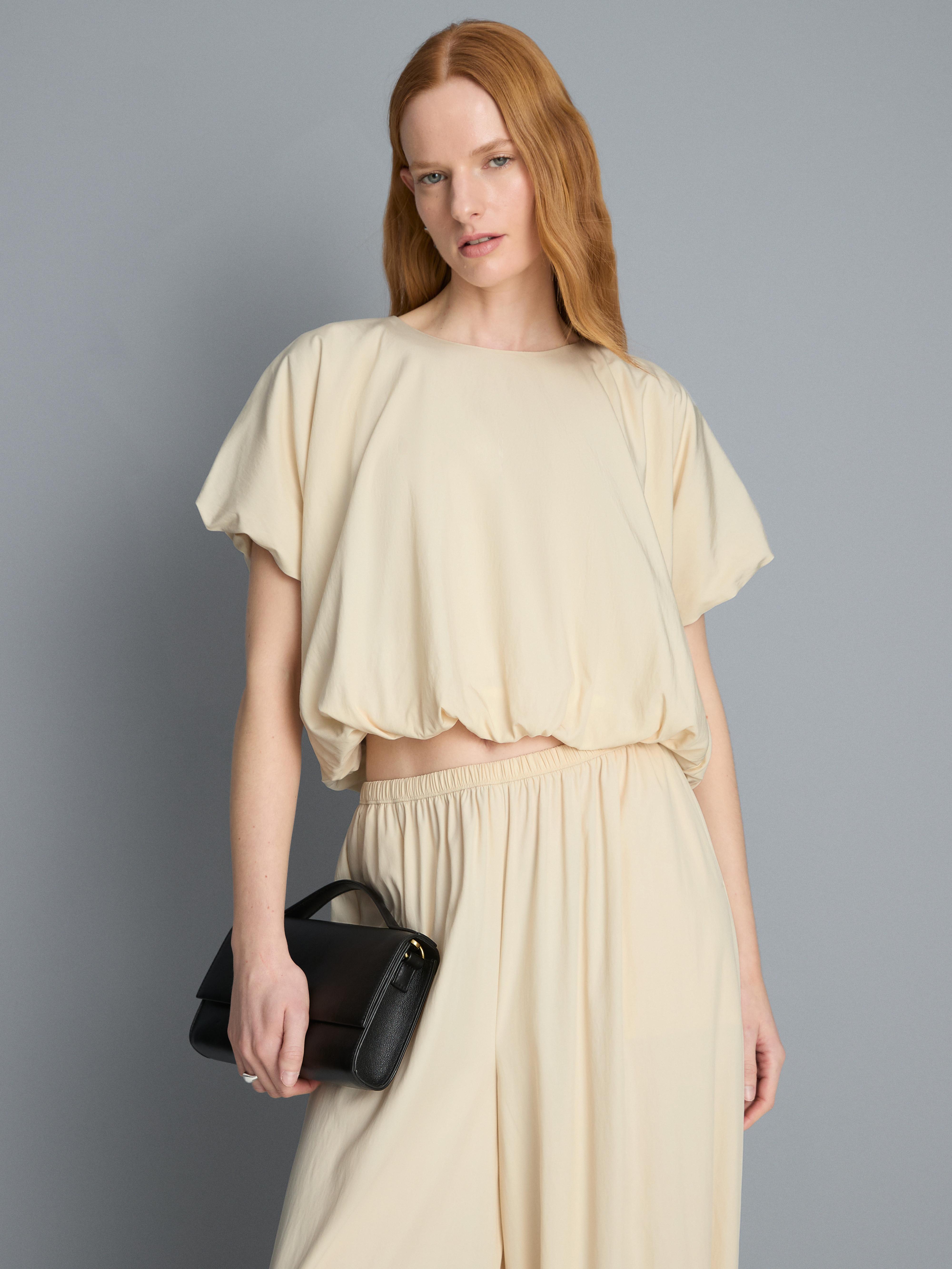 Parachute Puff-Sleeve Crop Top
