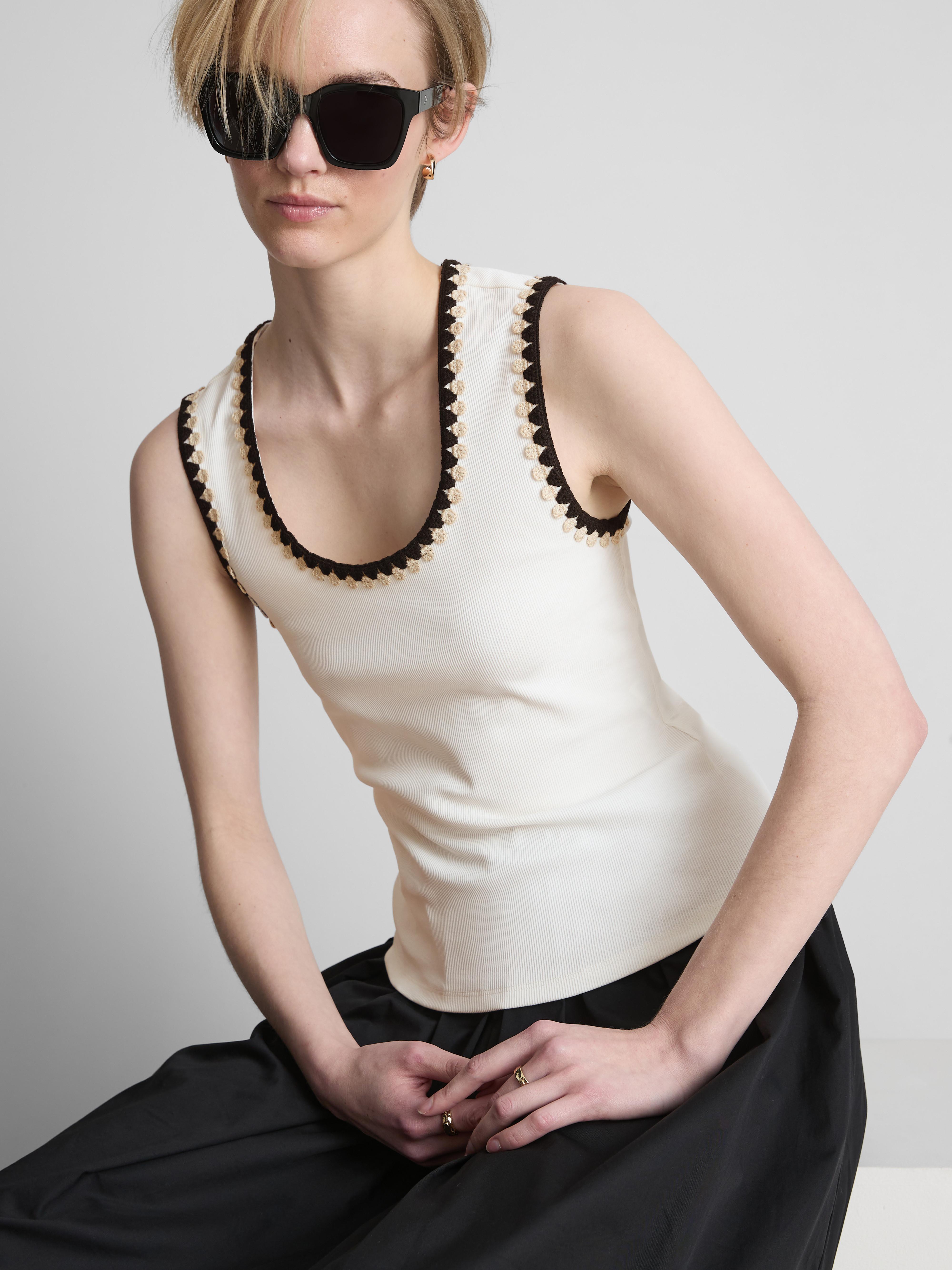 The Edit Crochet Trim Tank Top