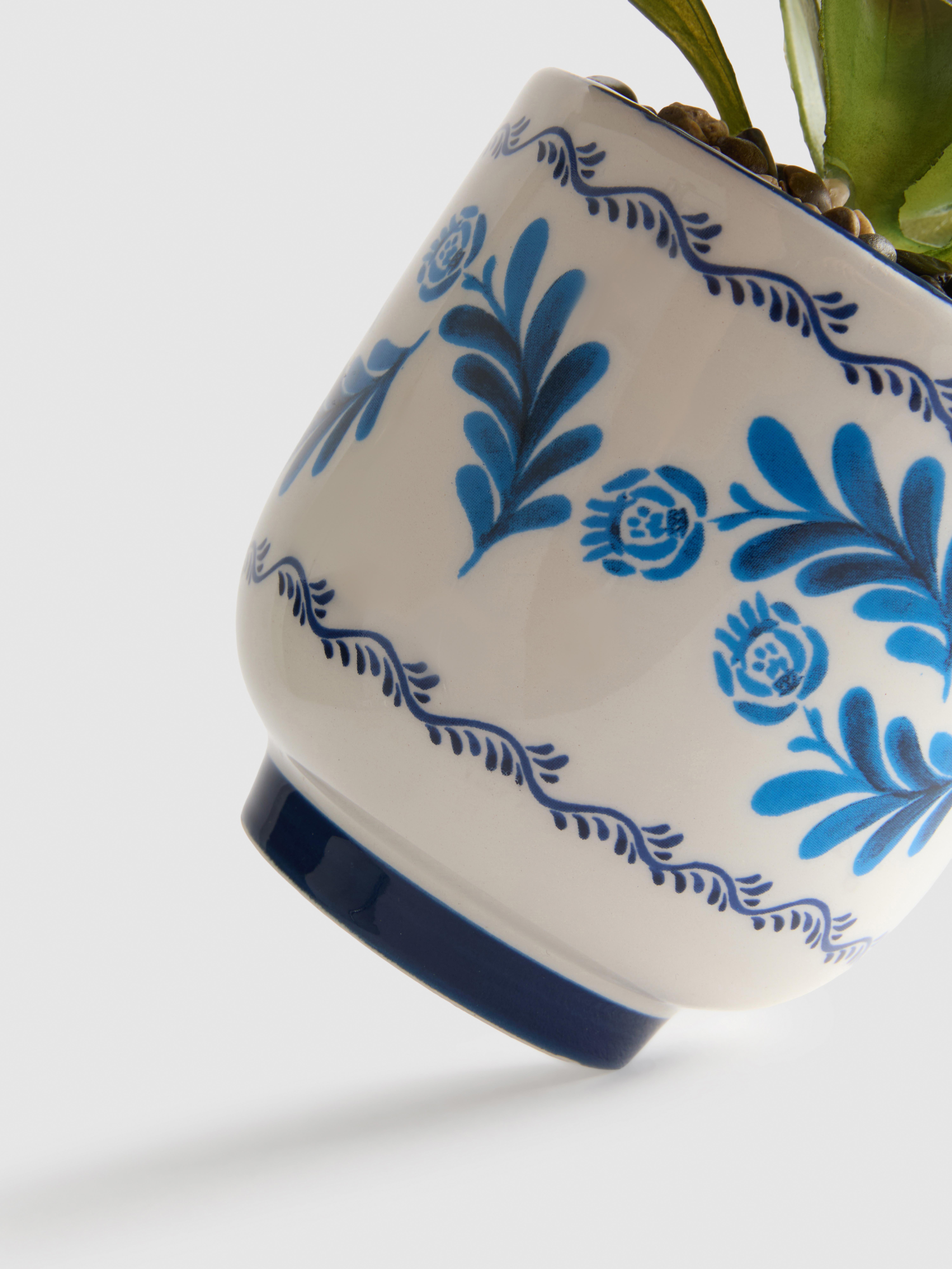 Mediterranean Faux Succulent In  Plant Pot
