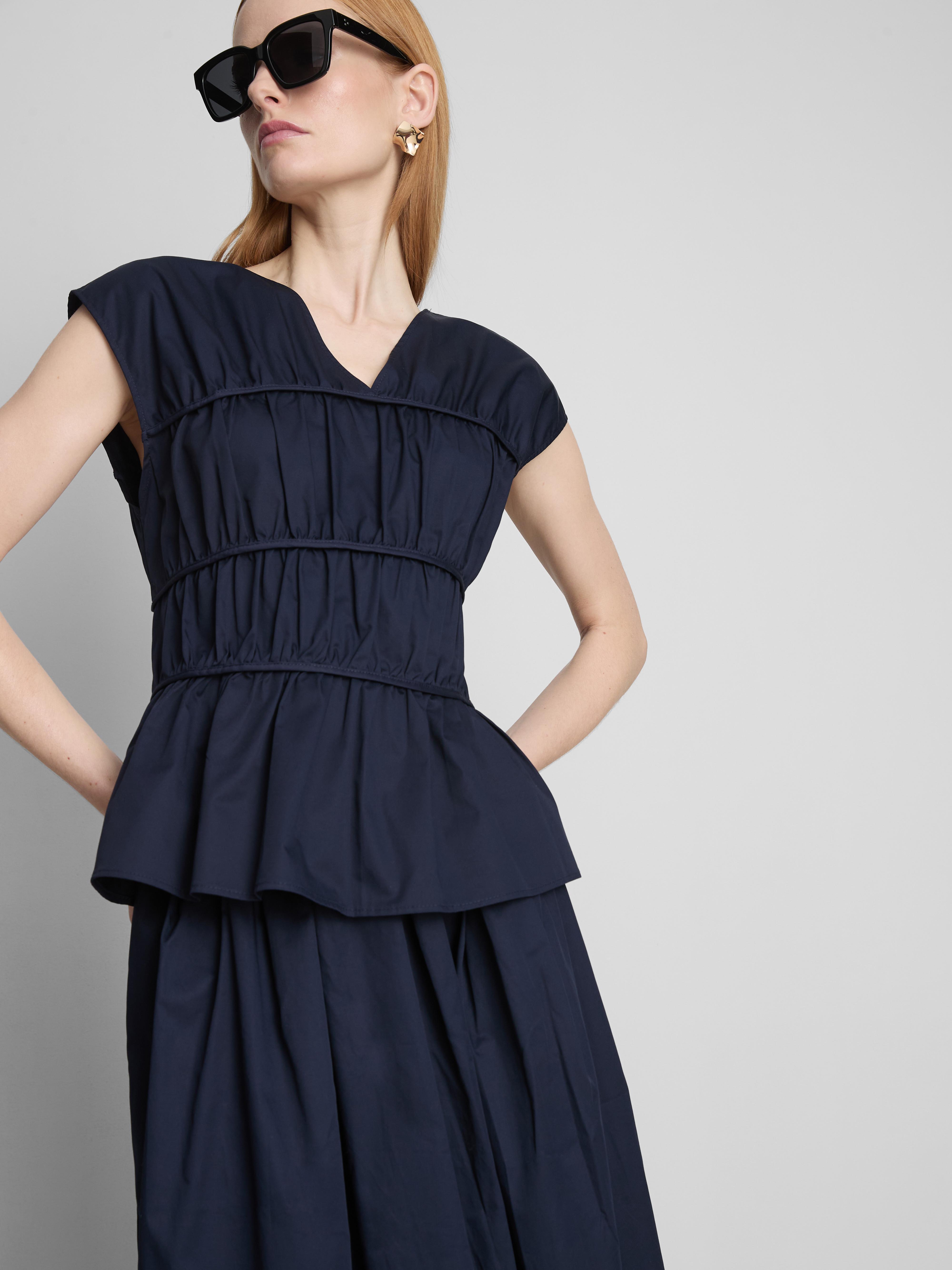Women's Navy The Edit Poplin Shirred V-Neck Top | Primark