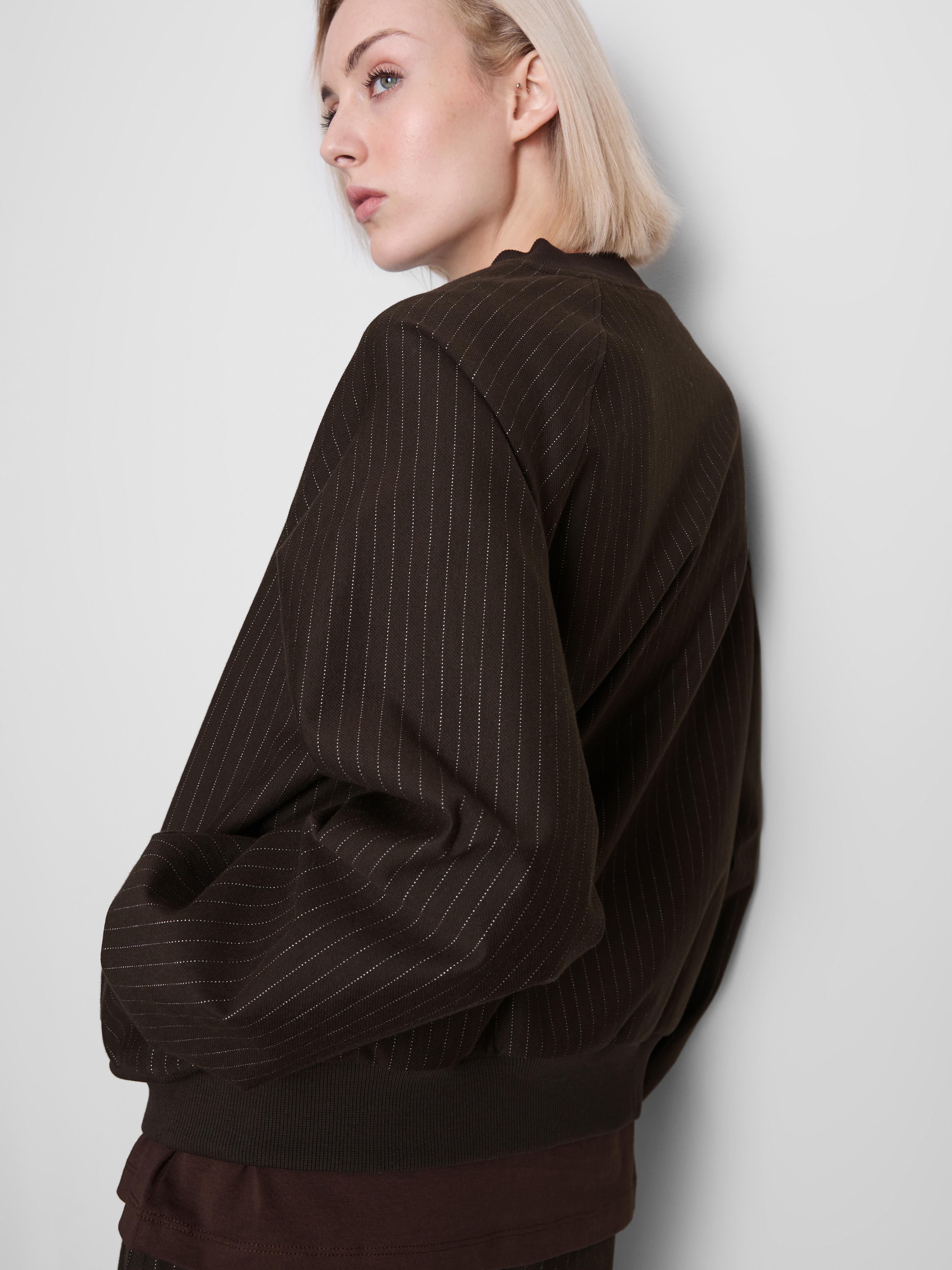 Women's Chocolate Pinstripe Zip-Up Bomber Jacket
