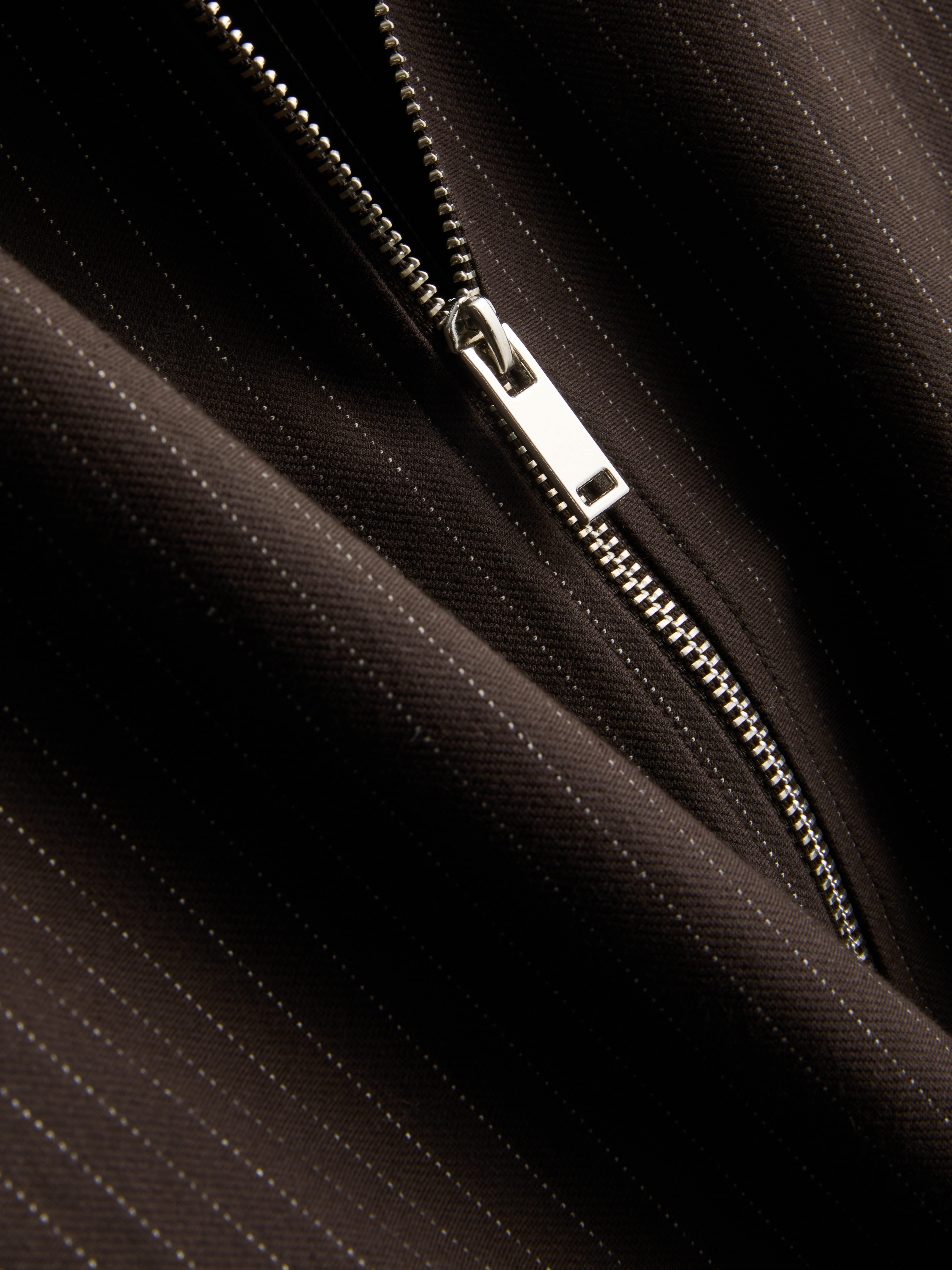 Women's Chocolate Pinstripe Zip-Up Bomber Jacket