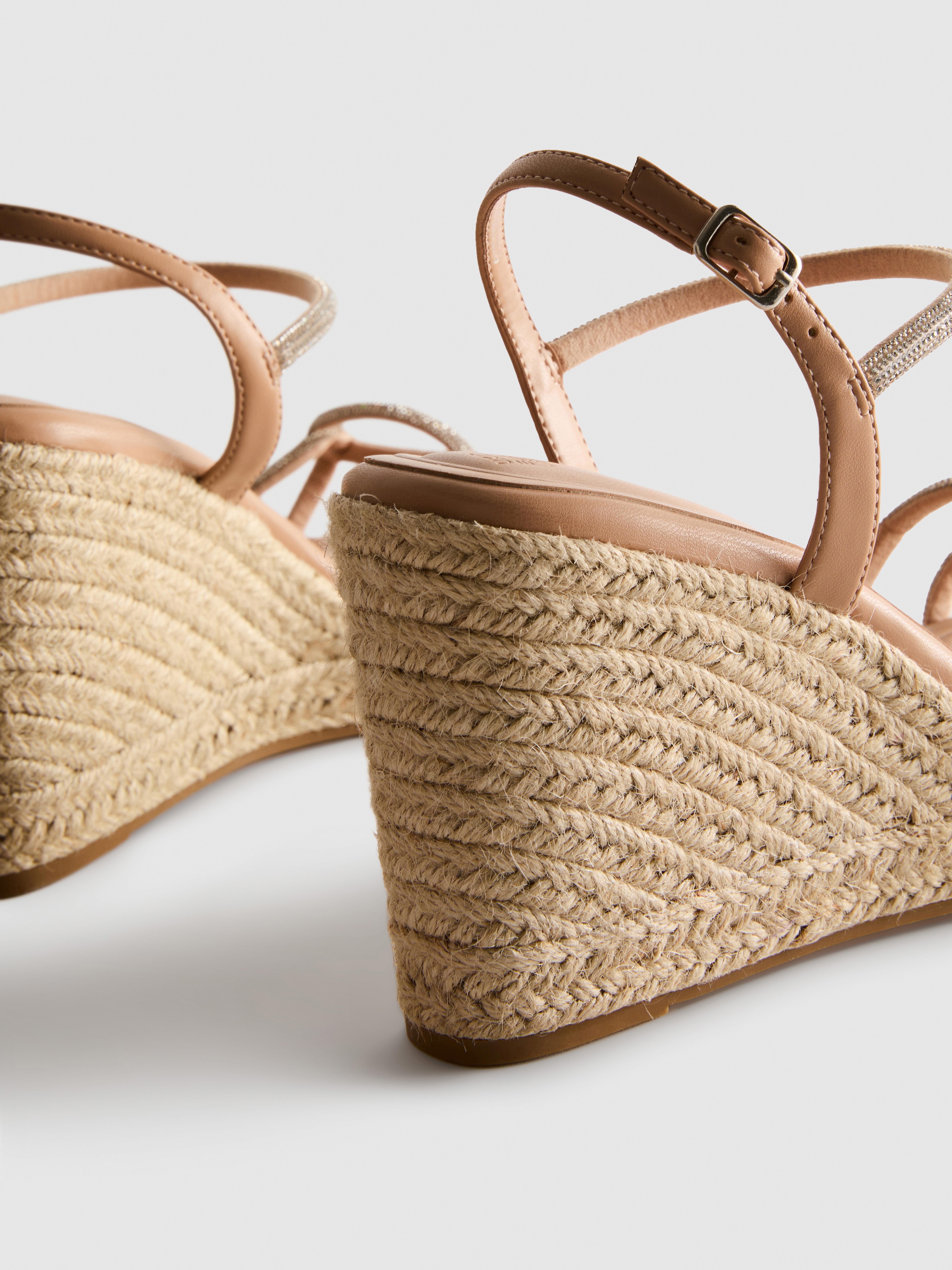 Wide Fit Diamanté Wedge Sandals