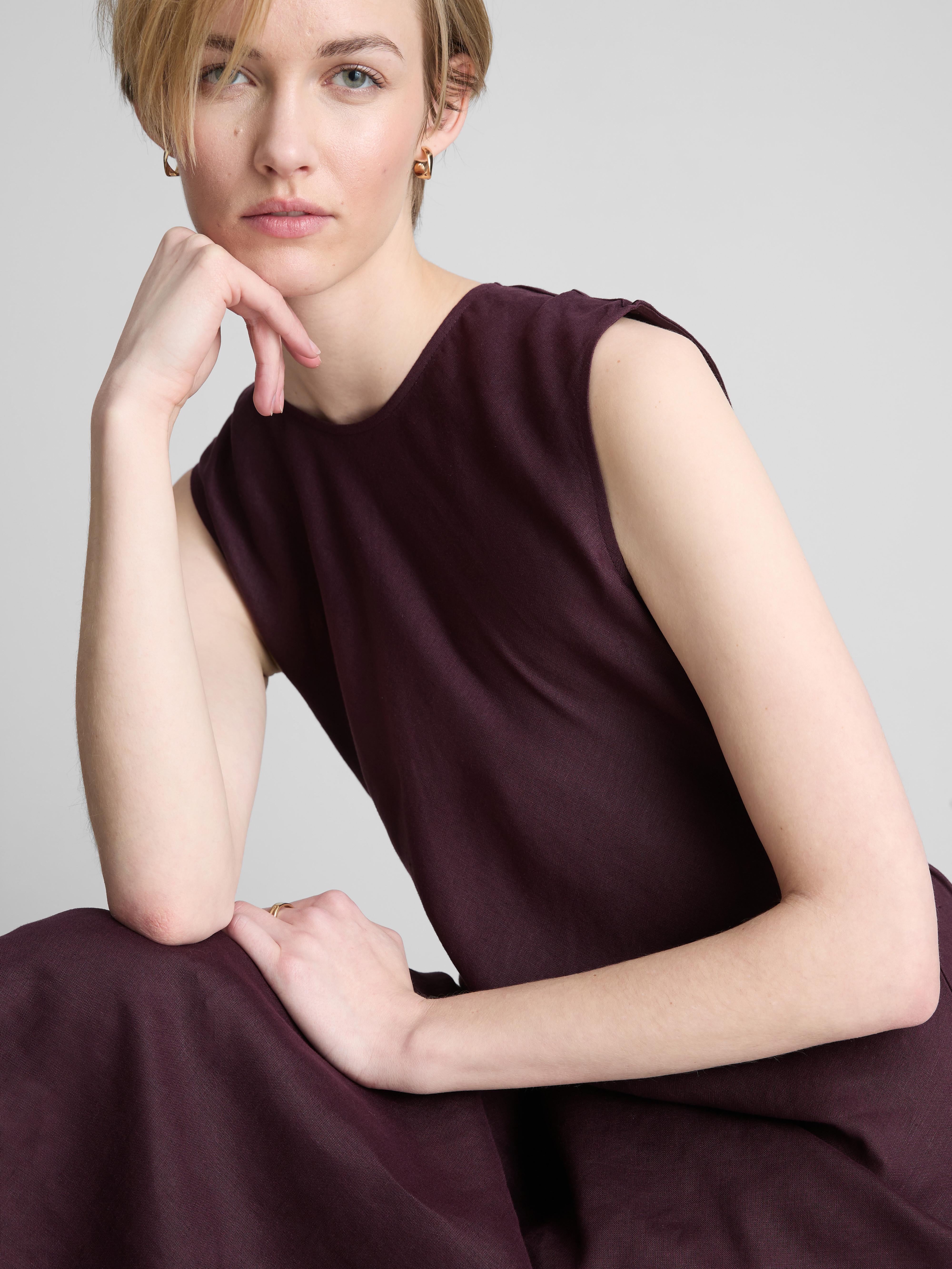 Women's Wine The Edit Sleeveless Linen Midi Dress | Primark