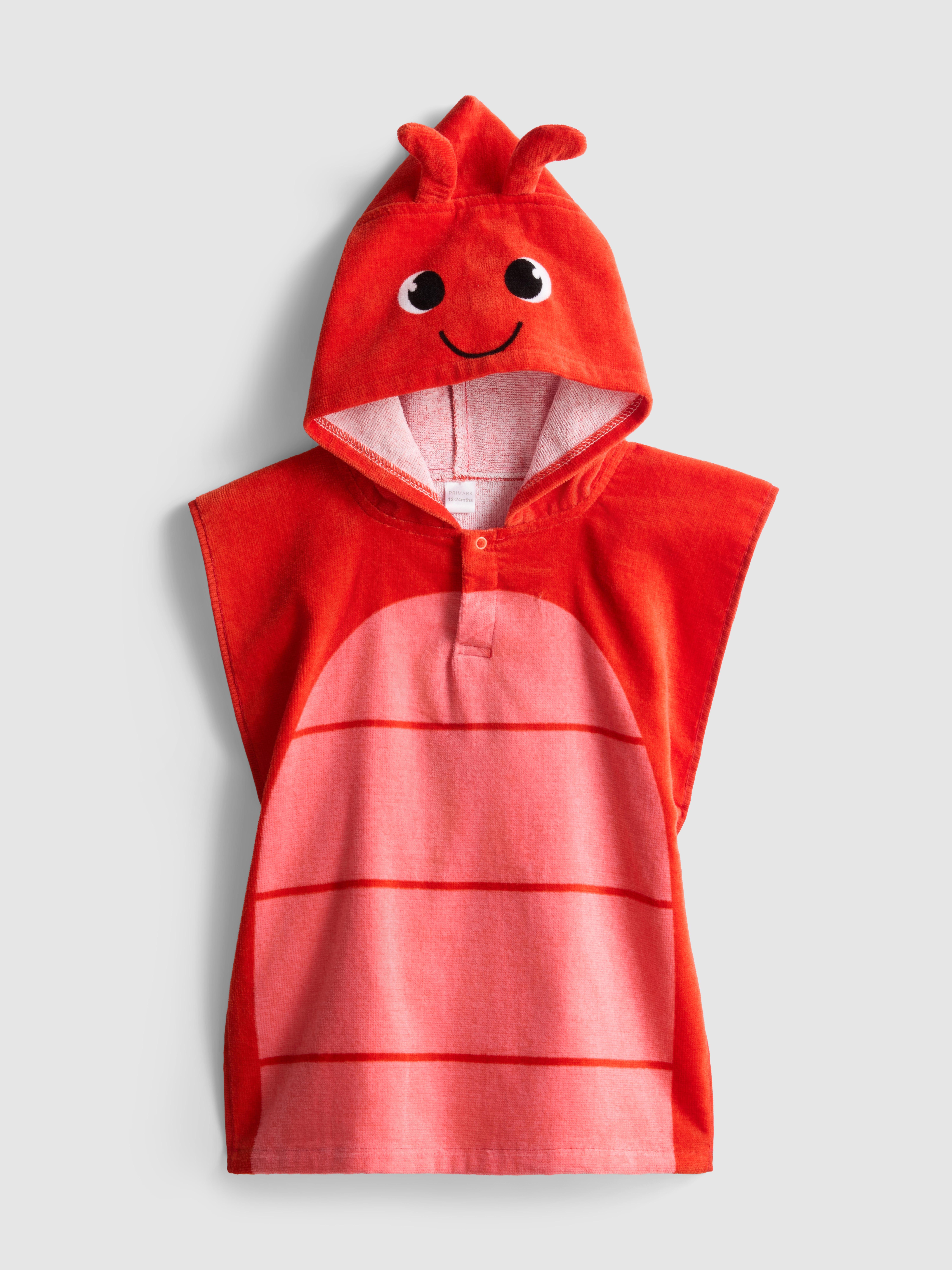 0–36 Monate | Frottee-Poncho mit Kapuze und Hummer-Design