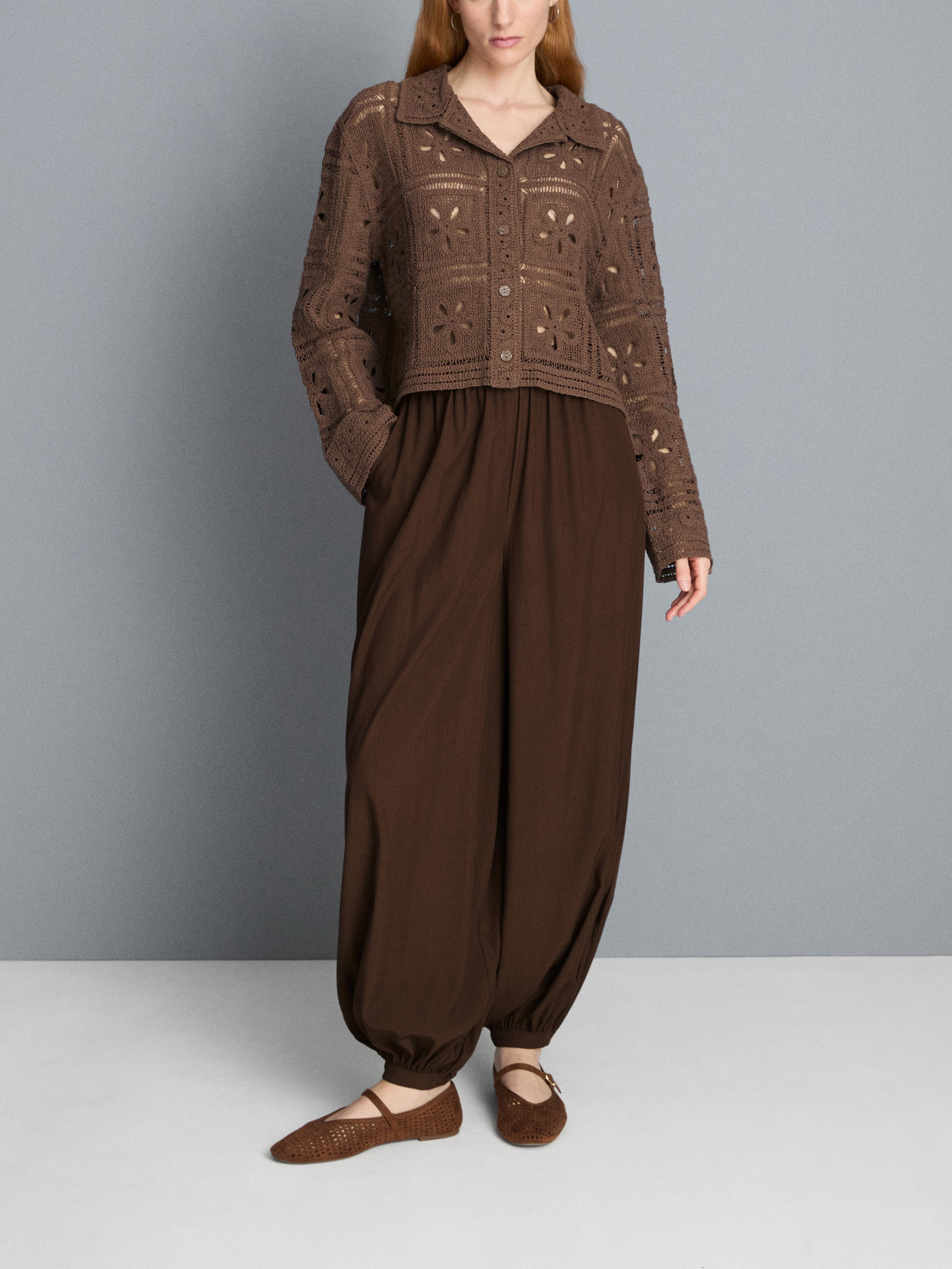 Pantaloni parachute a vita alta
