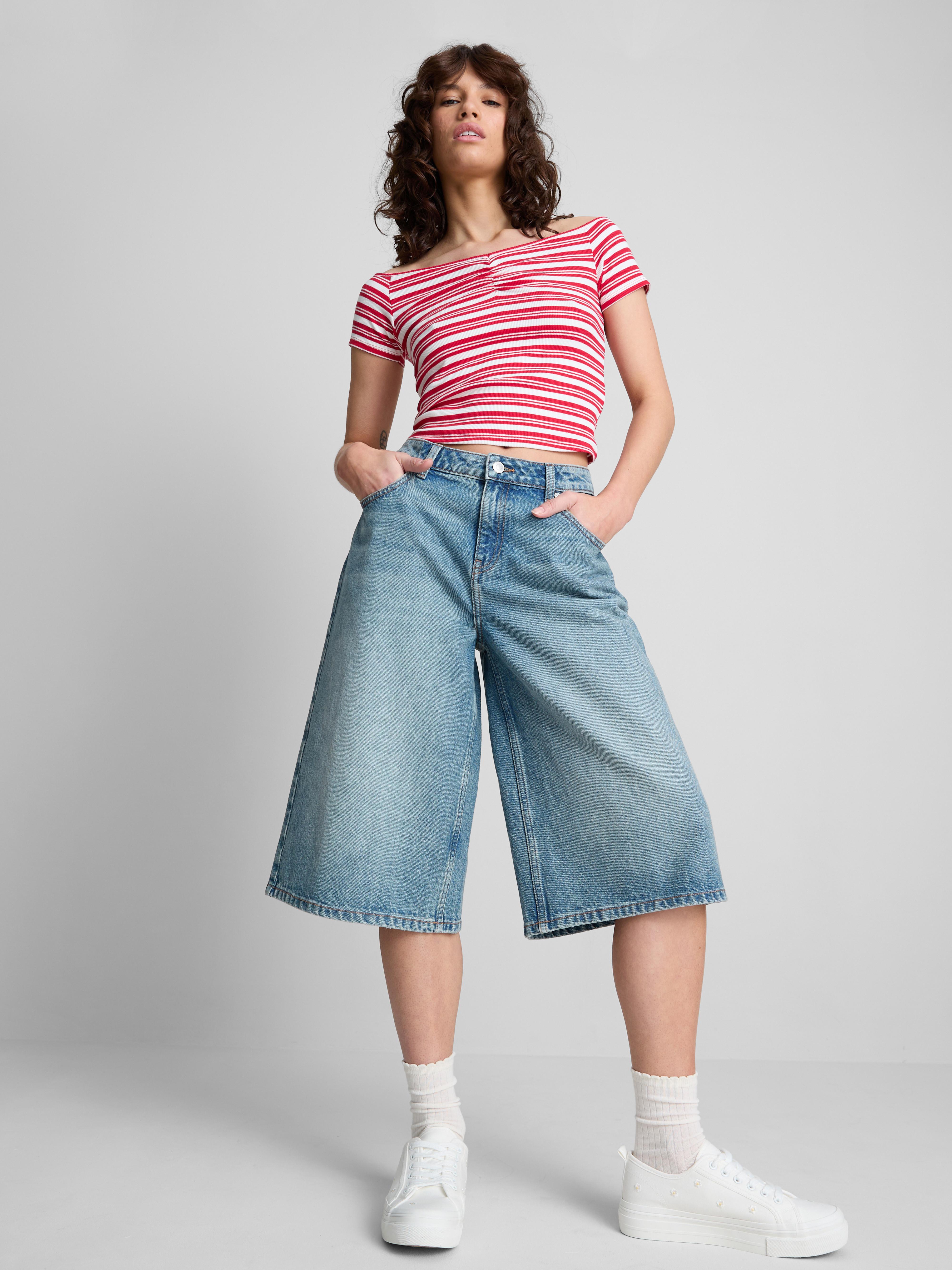 The Primark Scene | Gestreiftes Bardot-Top mit kurzen Ärmeln