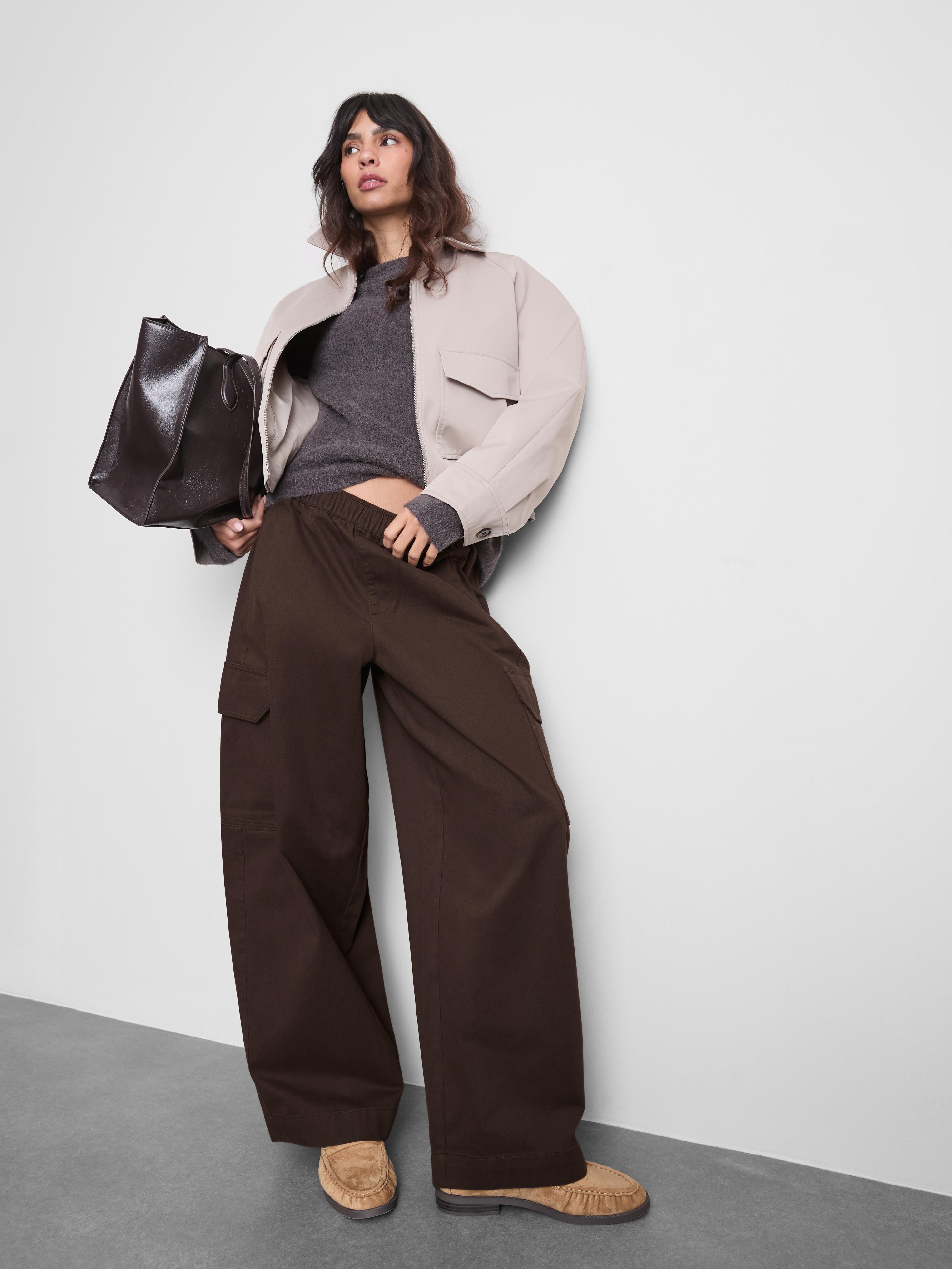 Pantaloni largi utilitari din bumbac