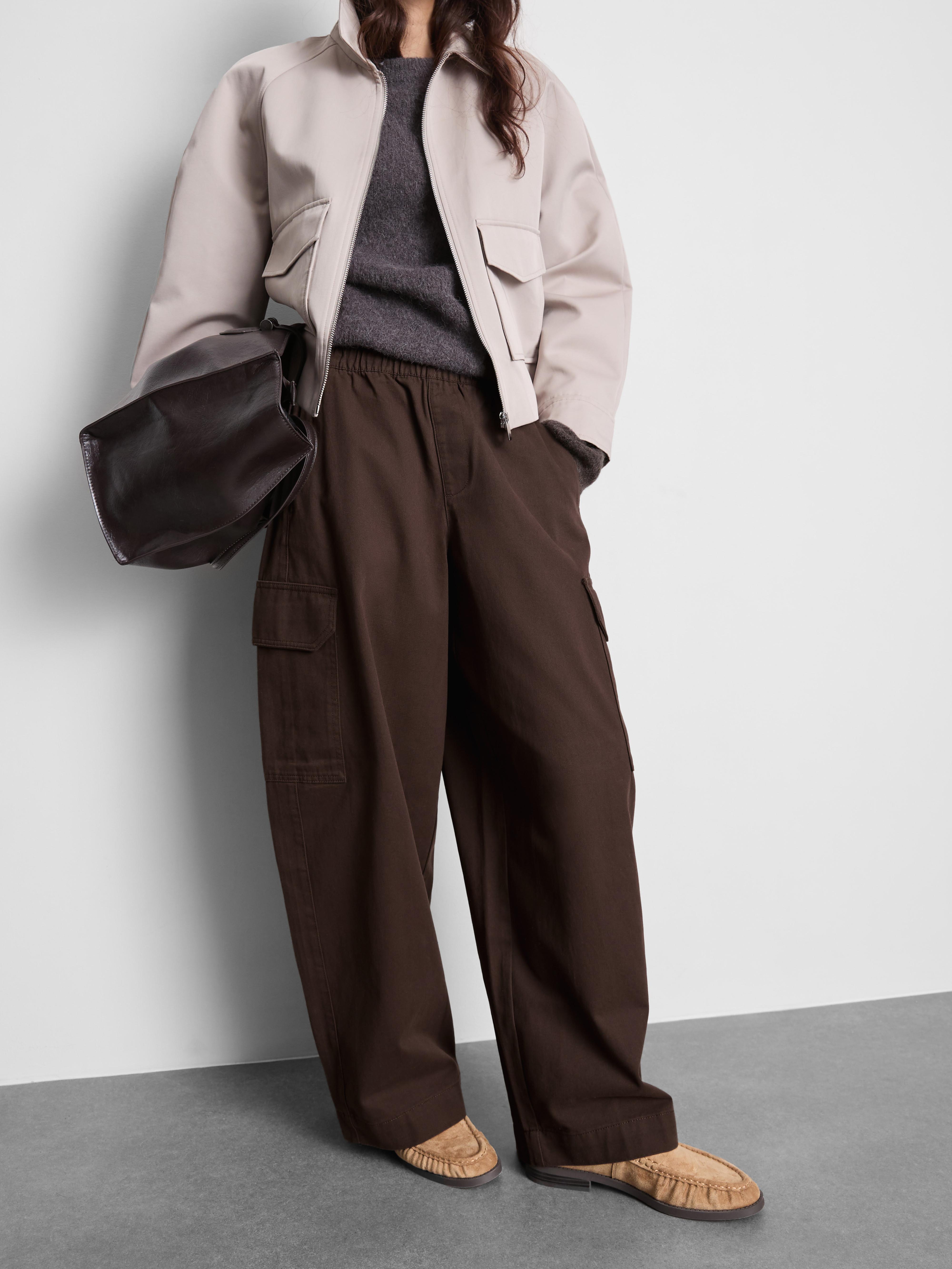 Cotton Wide Leg Utility Trousers