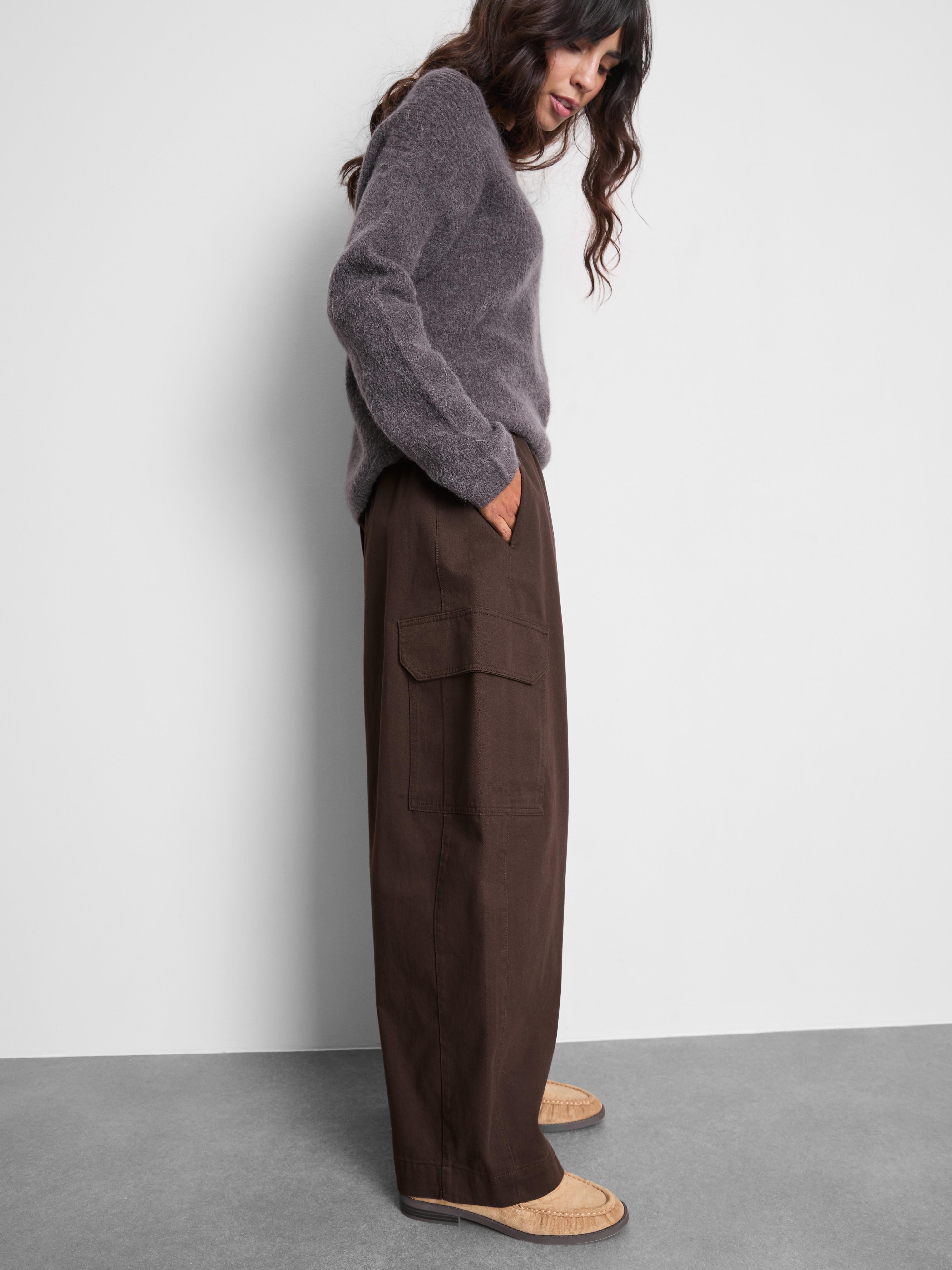 Cotton Wide Leg Utility Trousers