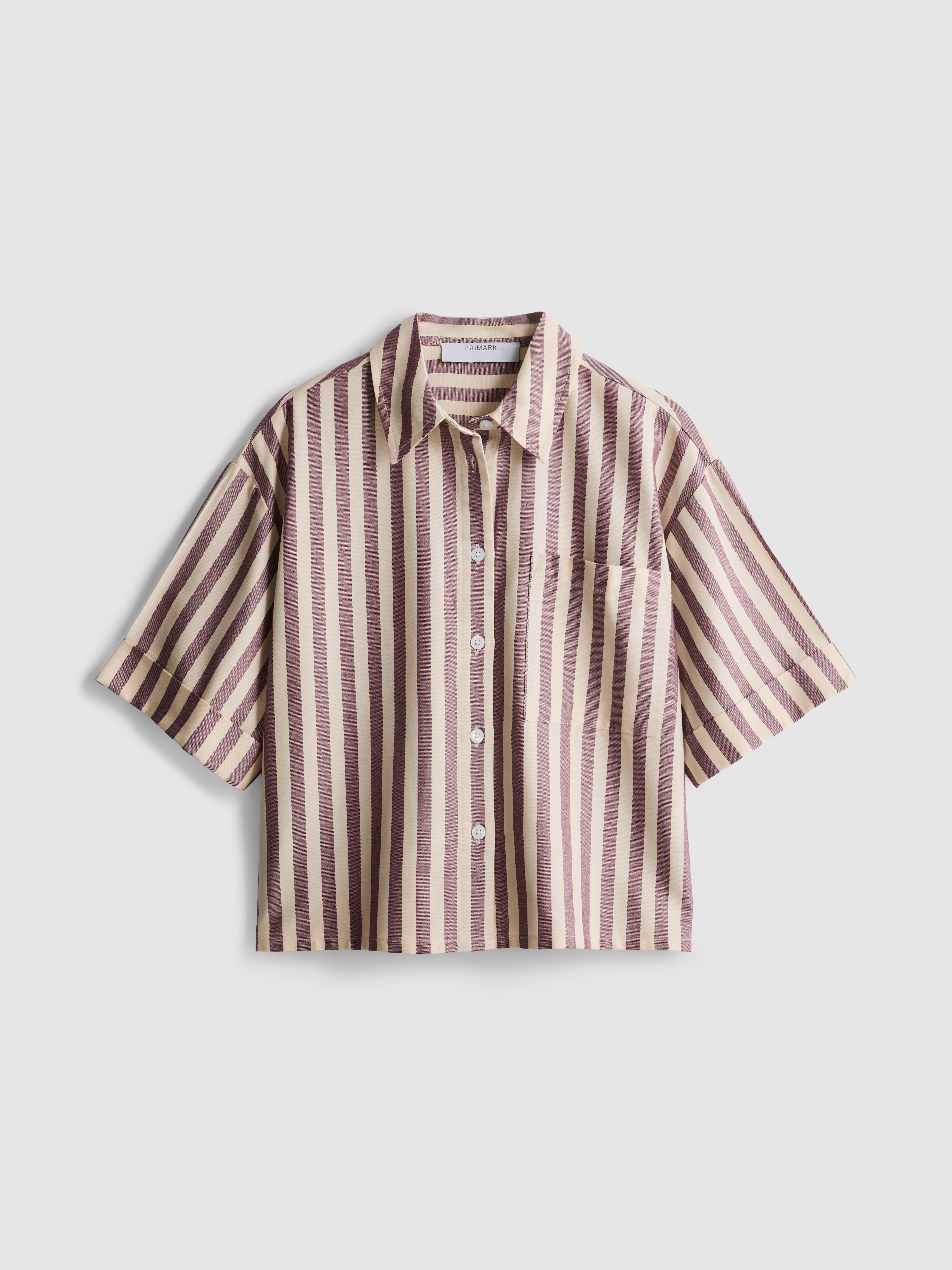 Cropped Boxy Short-Sleeve Oxford Shirt