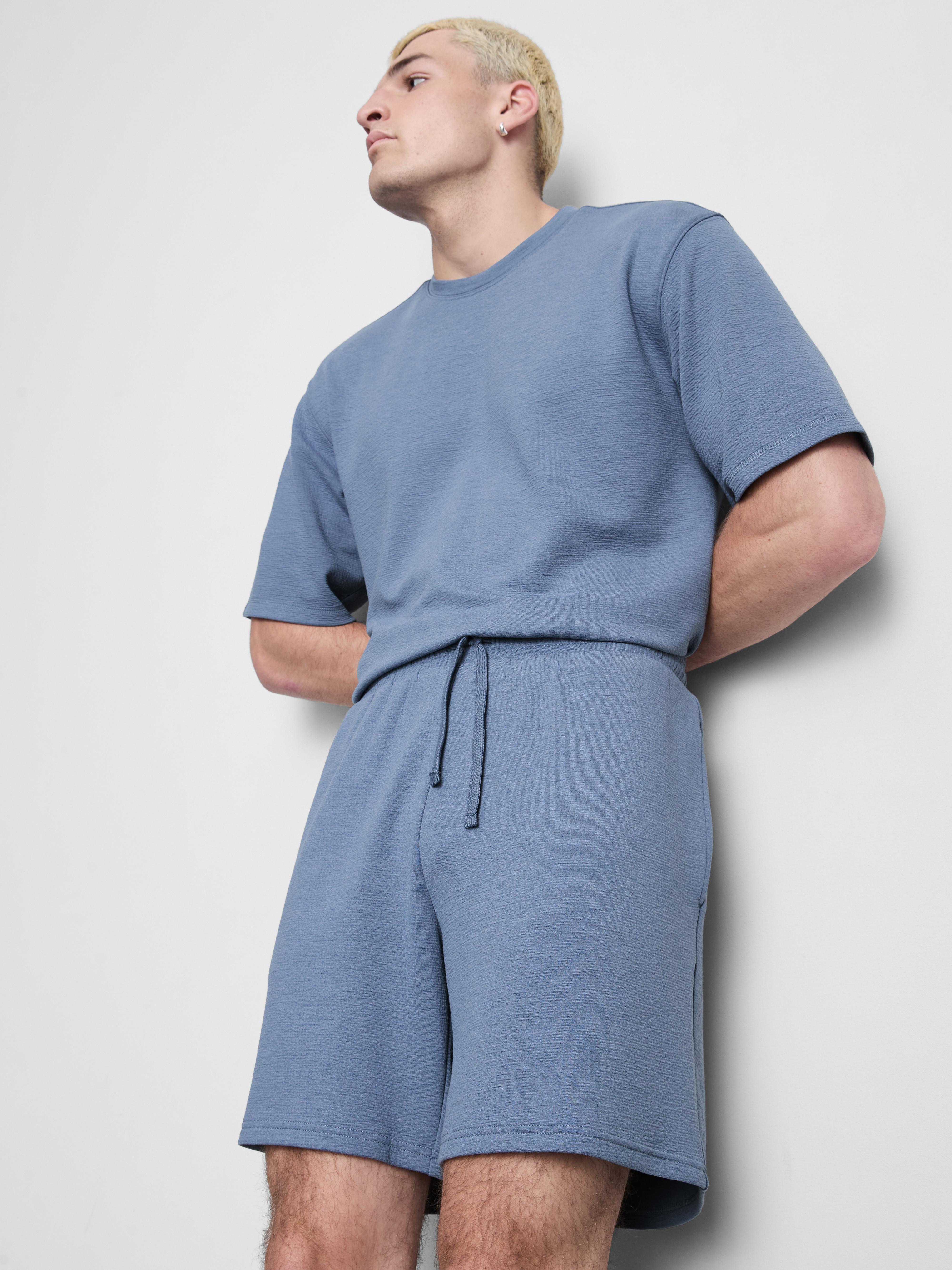 Pantaloni scurți de pijama texturați, cu șnur