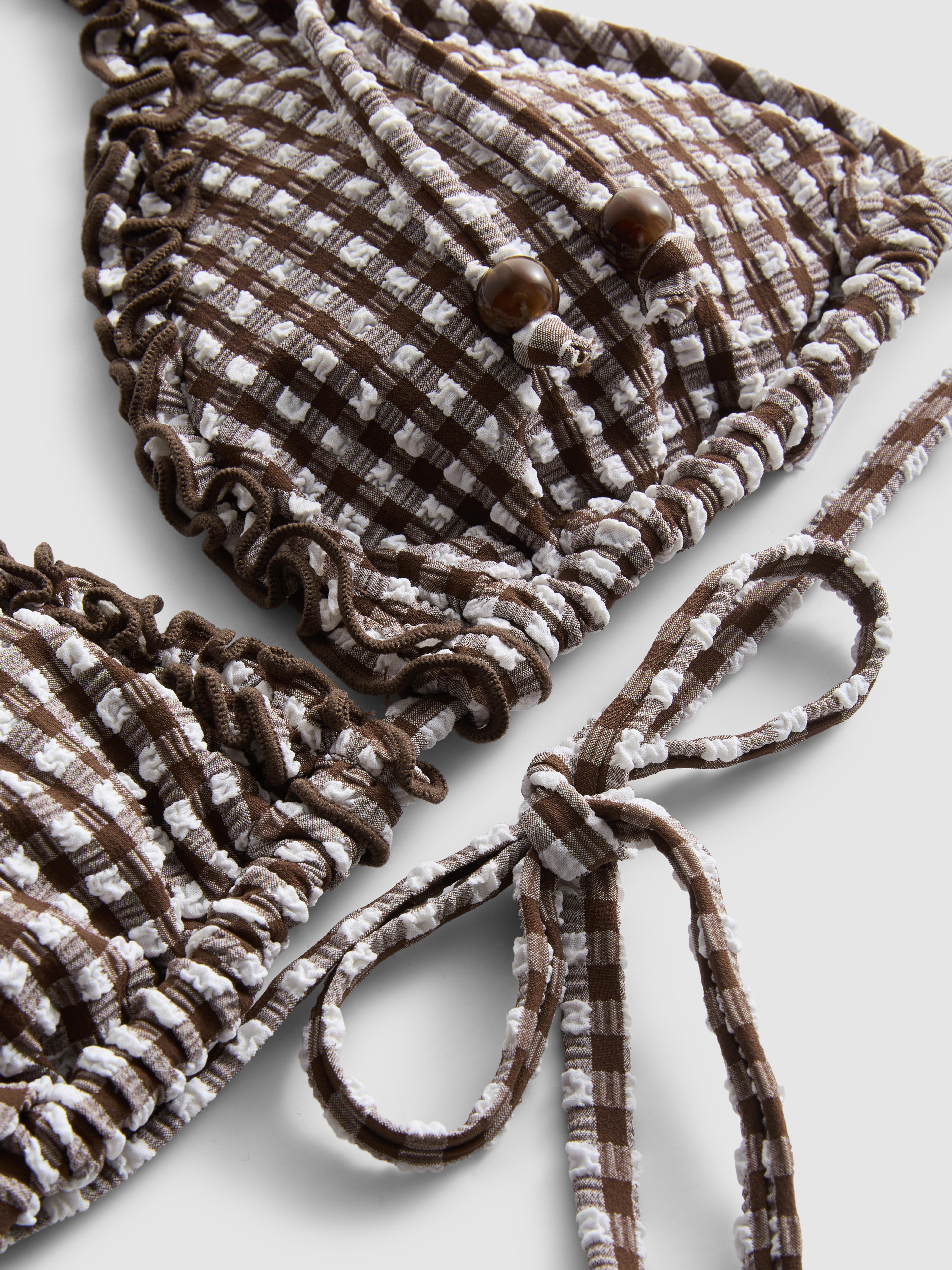 Ruffle Gingham Triangle Bikini Top
