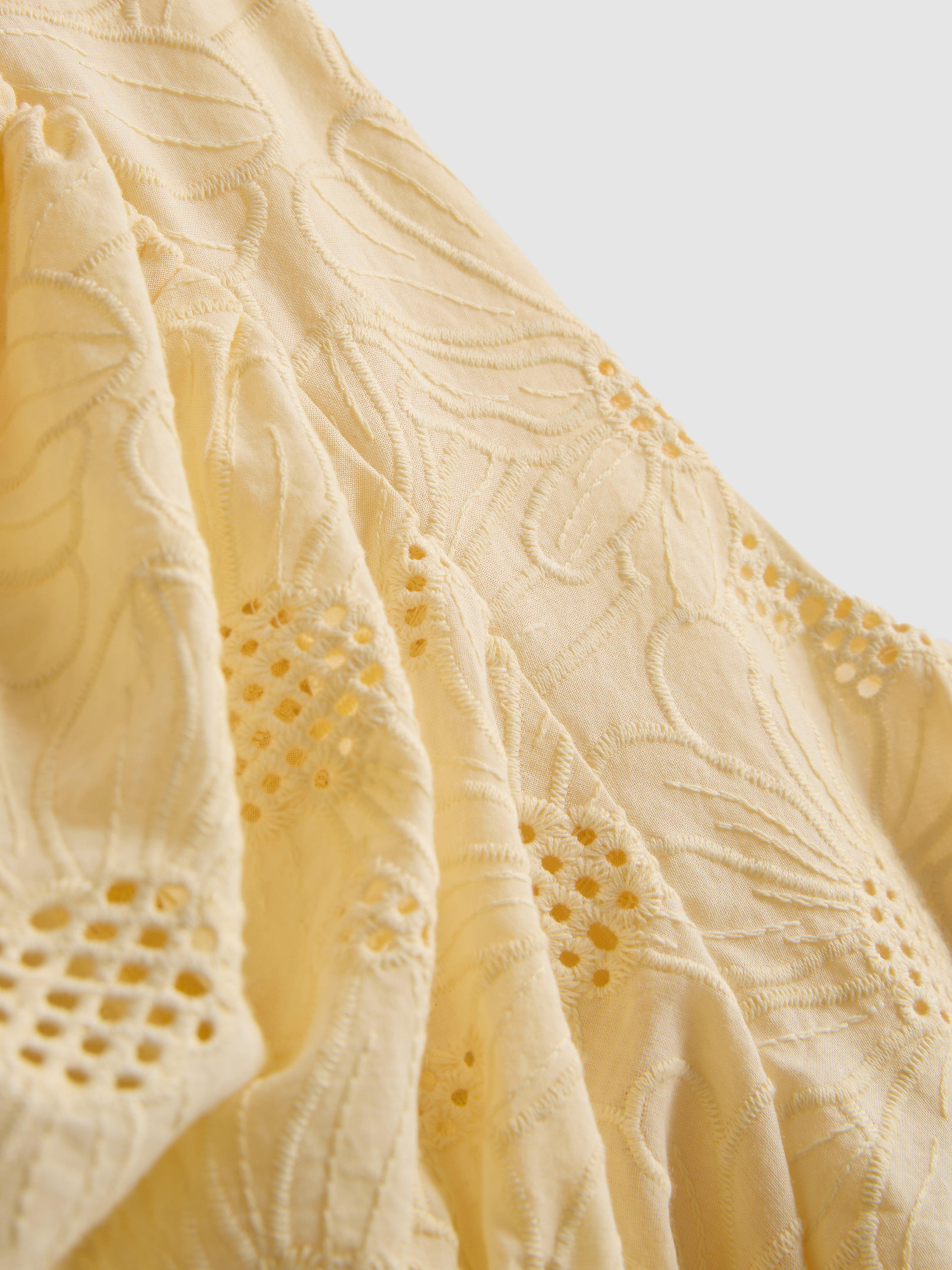 Cotton Broderie Puff Sleeve Top