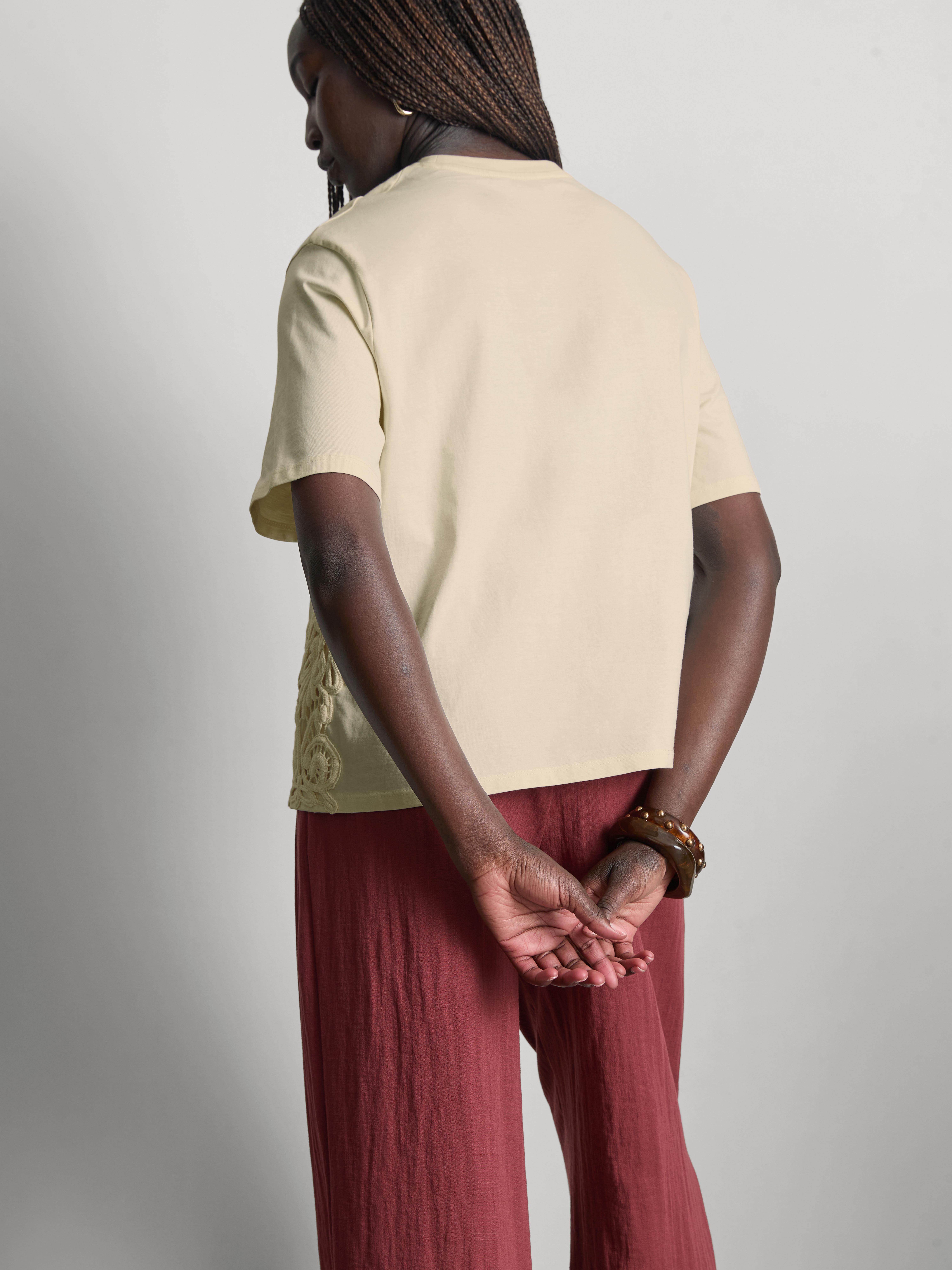 Cotton Short Sleeve Crochet Tee